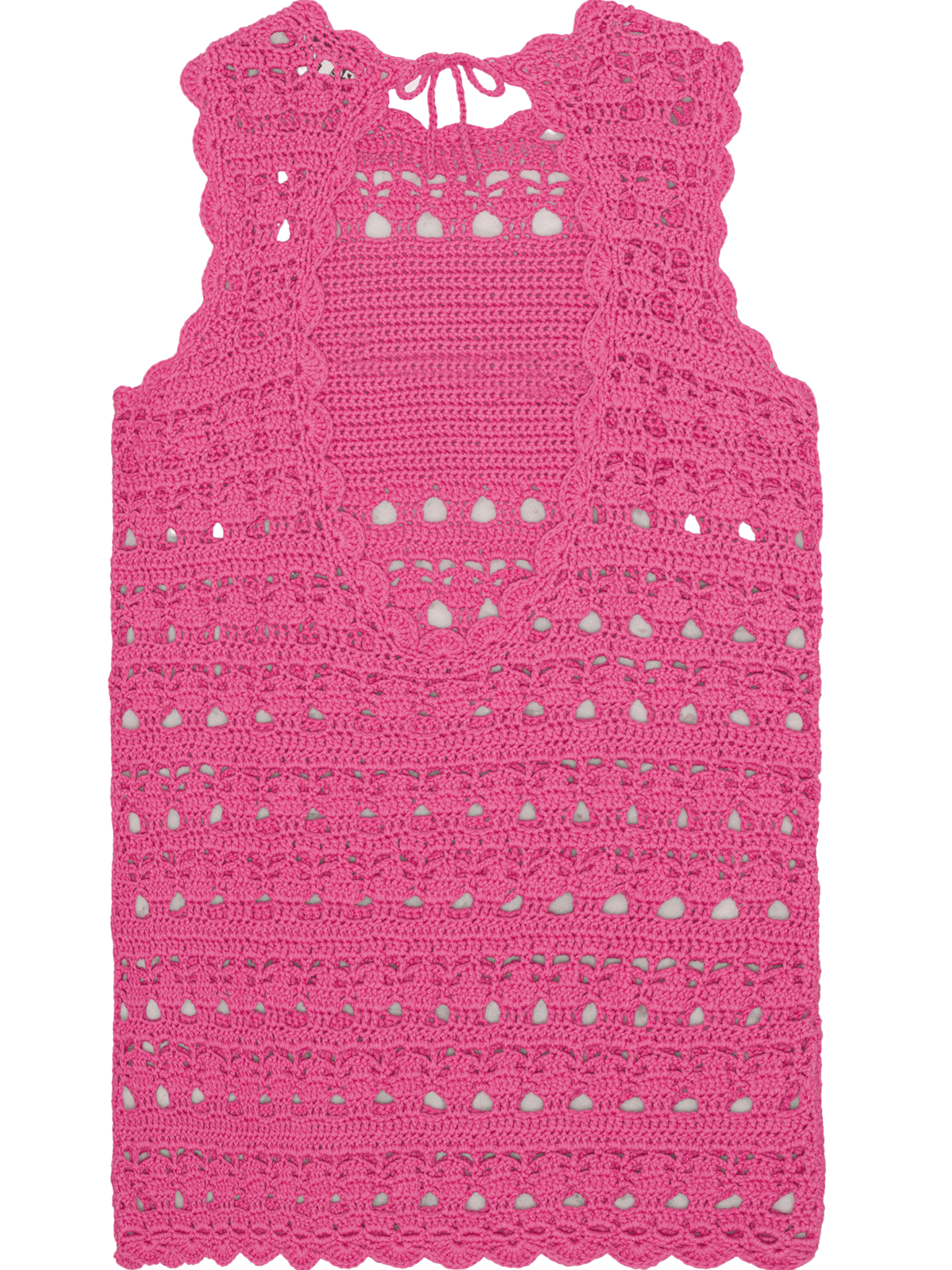 Crochet Cover Up Tunic / Shocking Pink Womens GANNI 