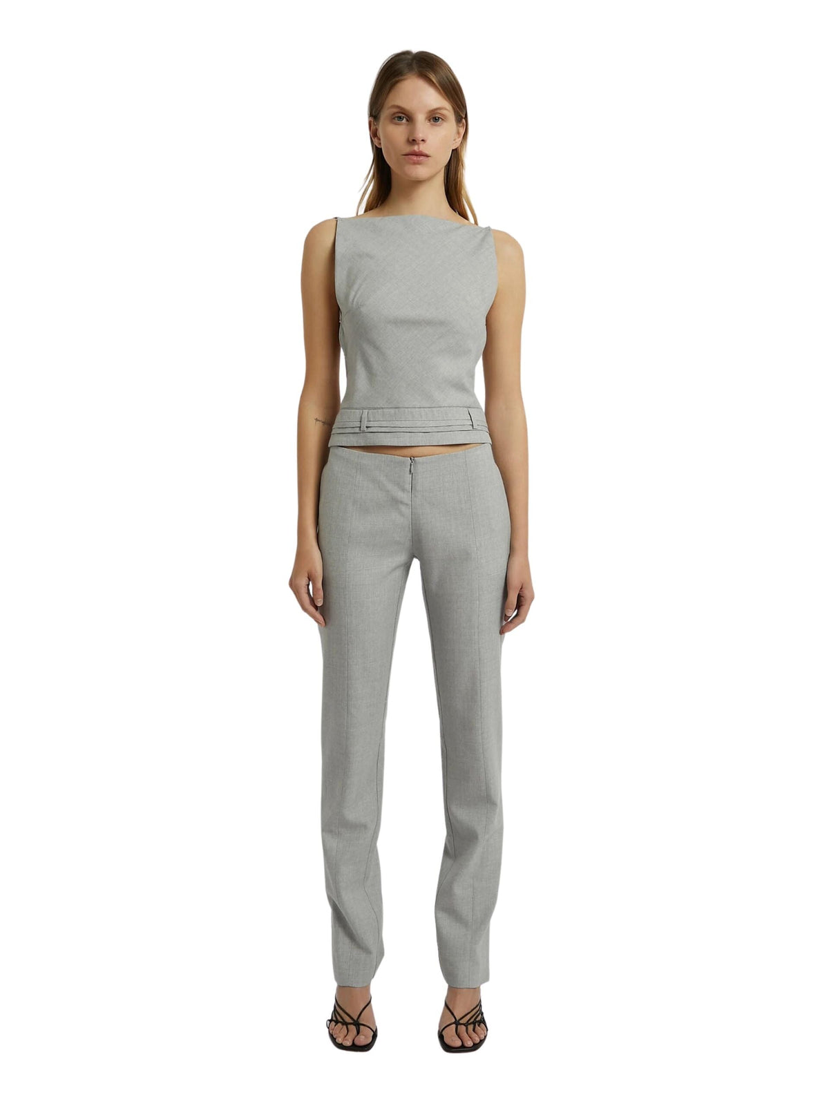 Cummerbund Bateau Top / Melange Grey Womens Christopher Esber 