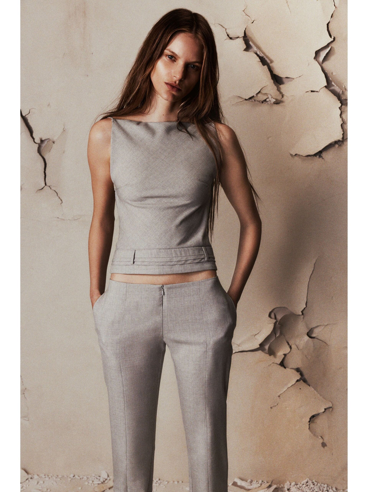 Cummerbund Bateau Top / Melange Grey Womens Christopher Esber 