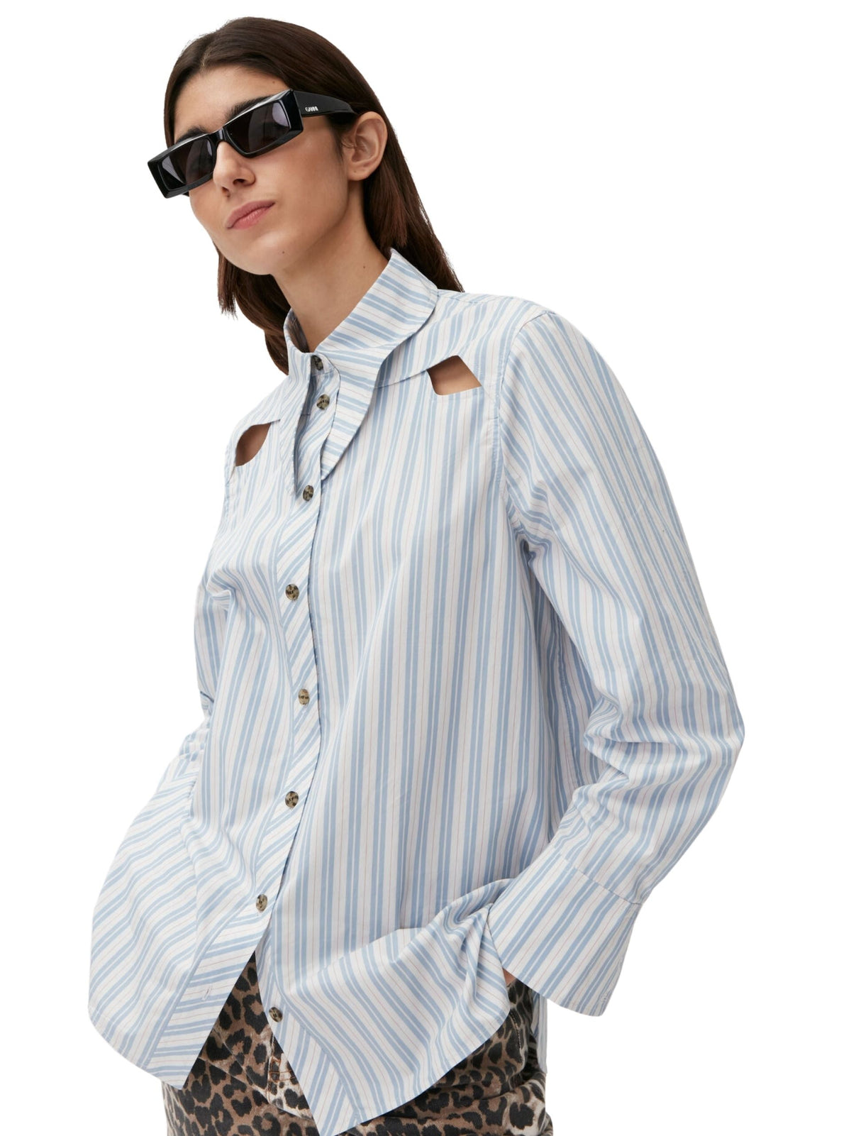 Cutout Shirt / Forever Blue Womens GANNI 