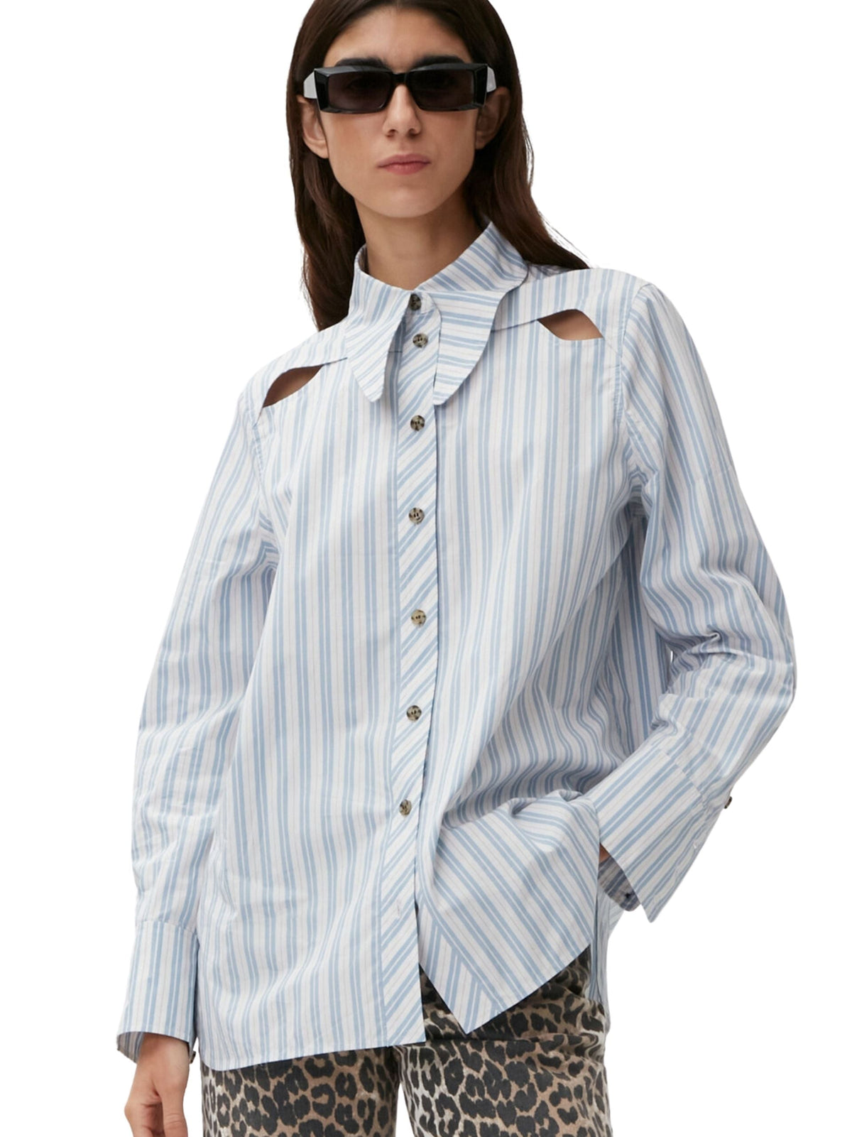 Cutout Shirt / Forever Blue Womens GANNI 