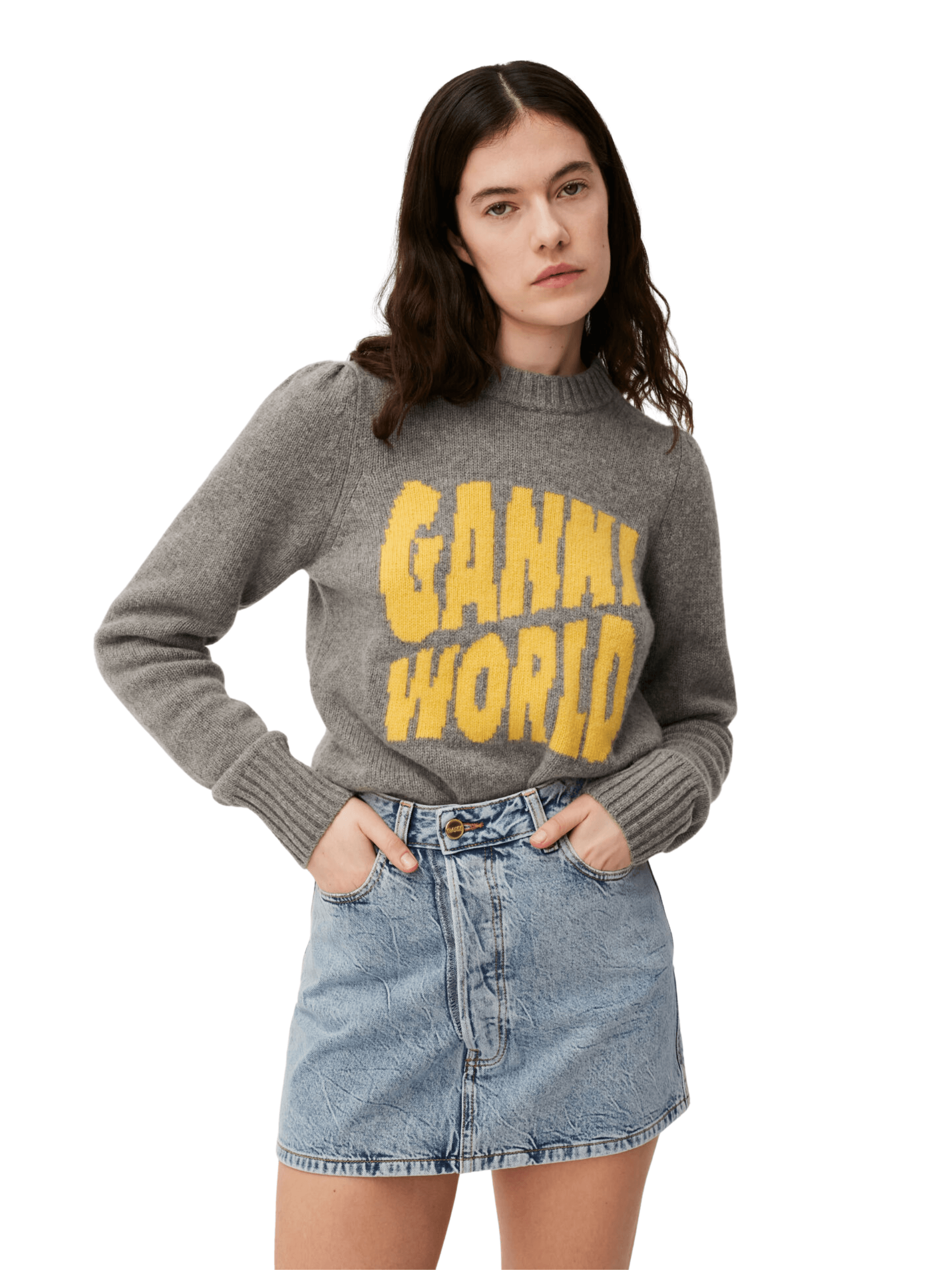 Denim Mini Skirt / Mid Blue Stone Womens GANNI 