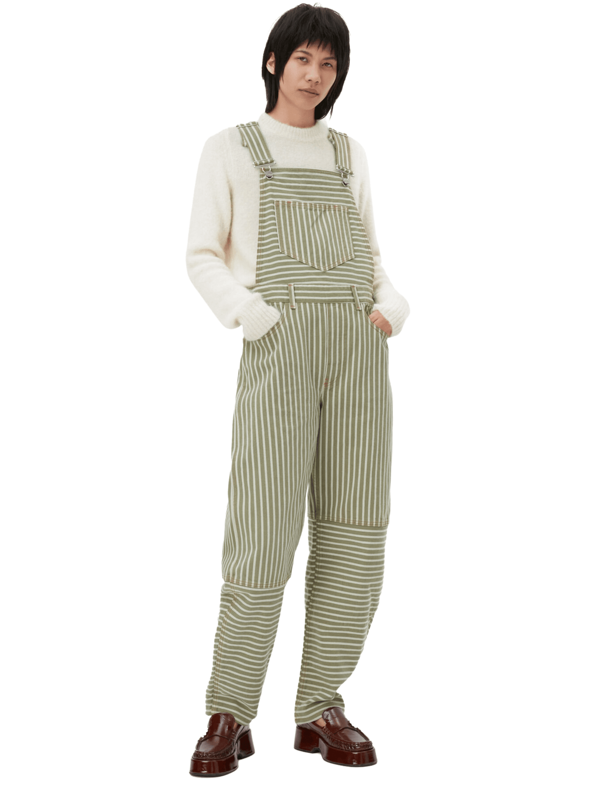 Denim Overalls / Stripe Loden Green Womens GANNI 