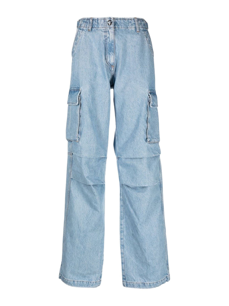 Denim Wide Leg Cargo Pants / Ice Blue - Seletti Concept Store