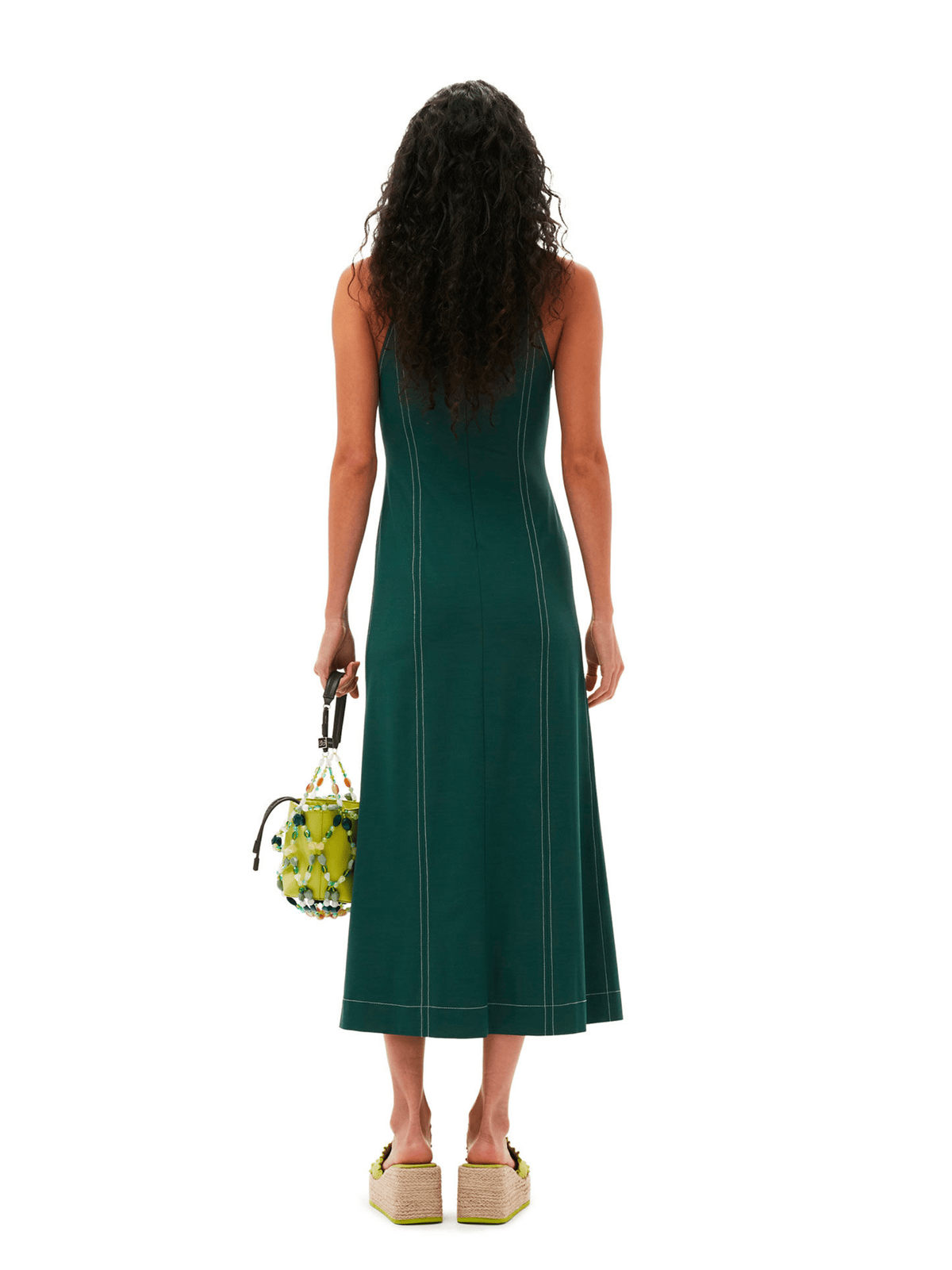 Drapey Melange Maxi Dress / Trekking Green Womens GANNI 