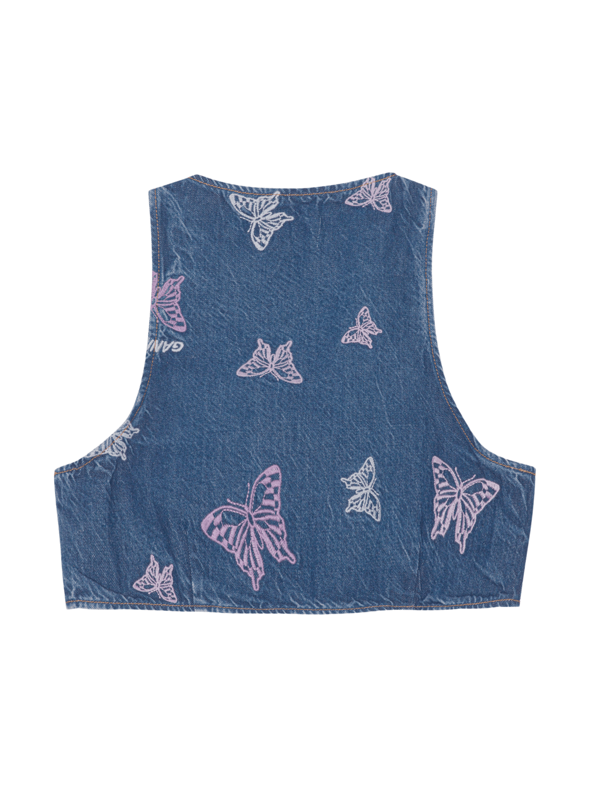 Embroidery Denim Crop Vest / Denim Womens GANNI 