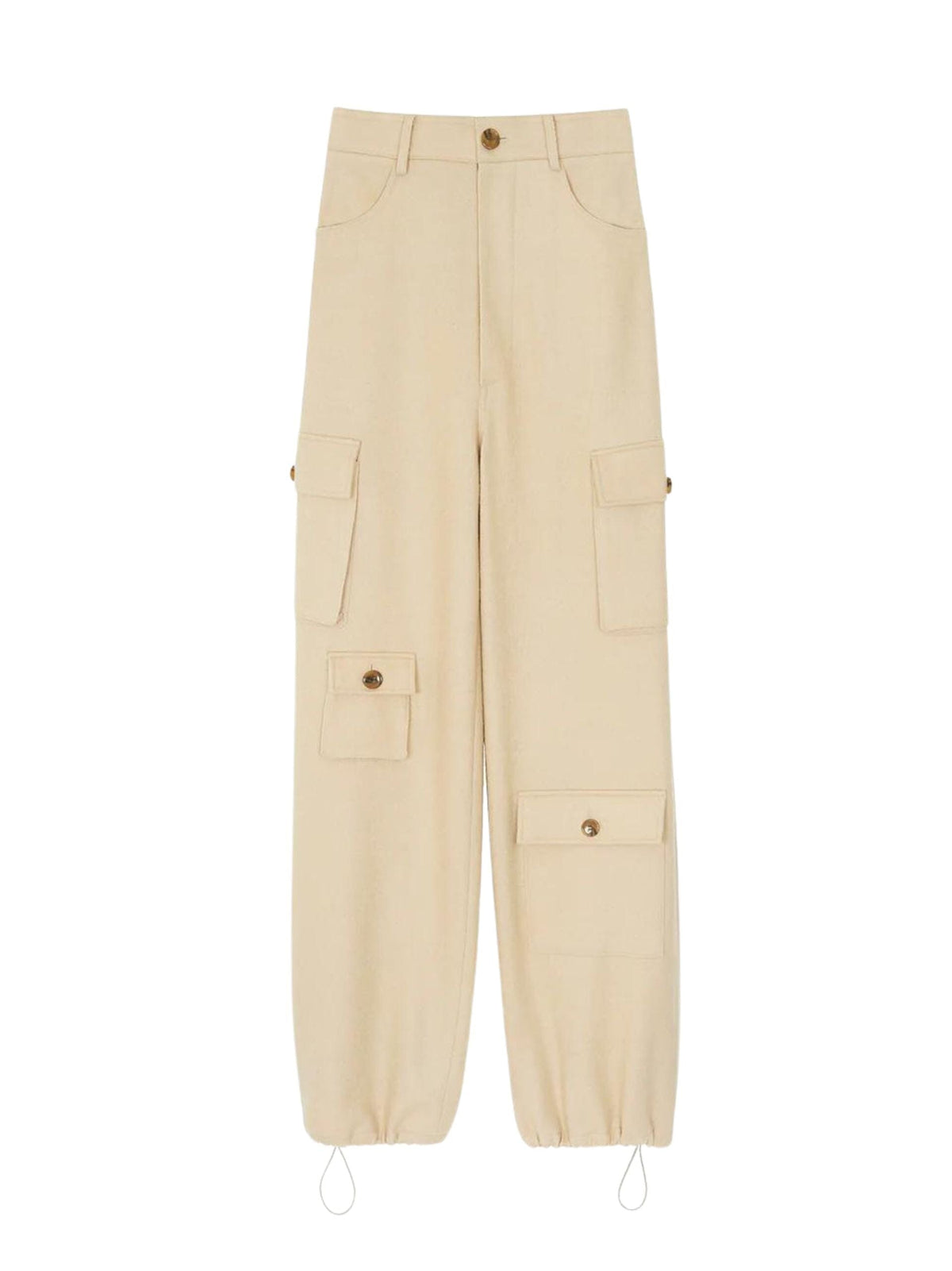 Hailey Boiled Wool Oversized Cargo Pants / Beige Womens Frankie Shop 