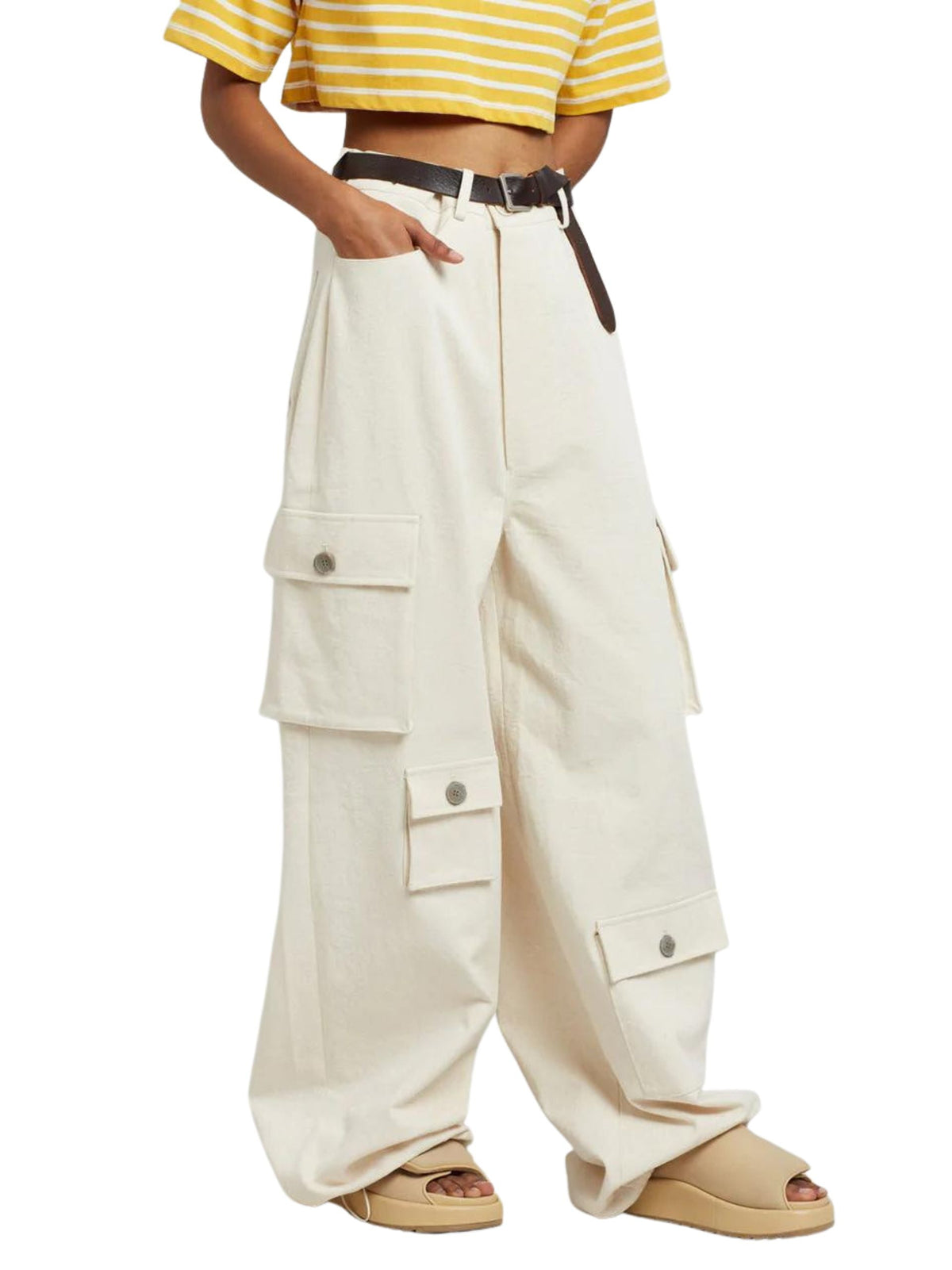 Hailey Oversized Cargo Pants / Beige Womens Frankie Shop 