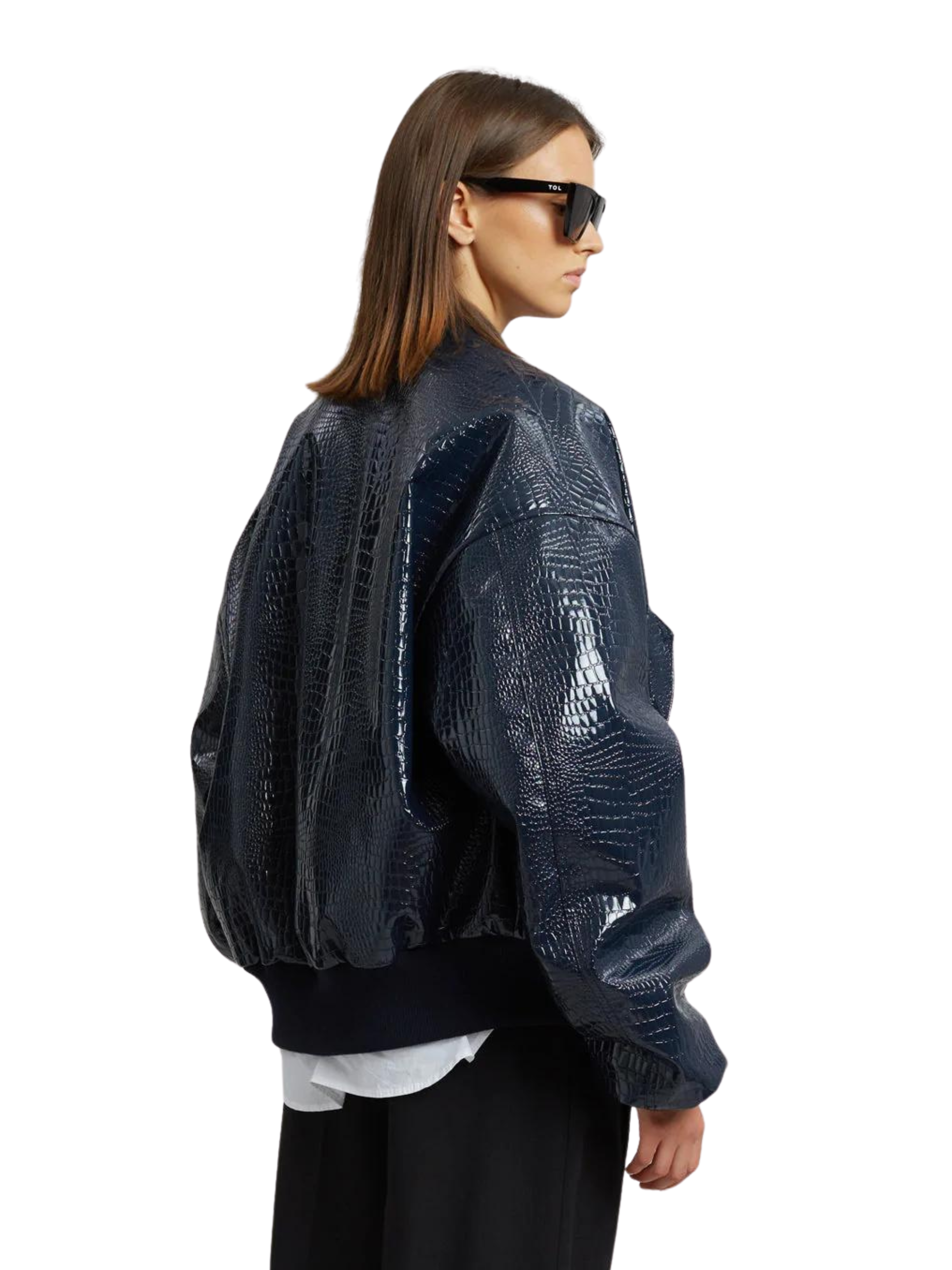 Hane Croc-Effect Bomber / Navy Womens Frankie Shop 