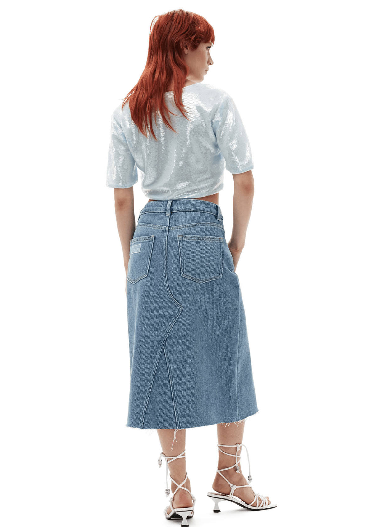 Heavy Denim Midi Skirt / Light Blue Stone Womens GANNI 