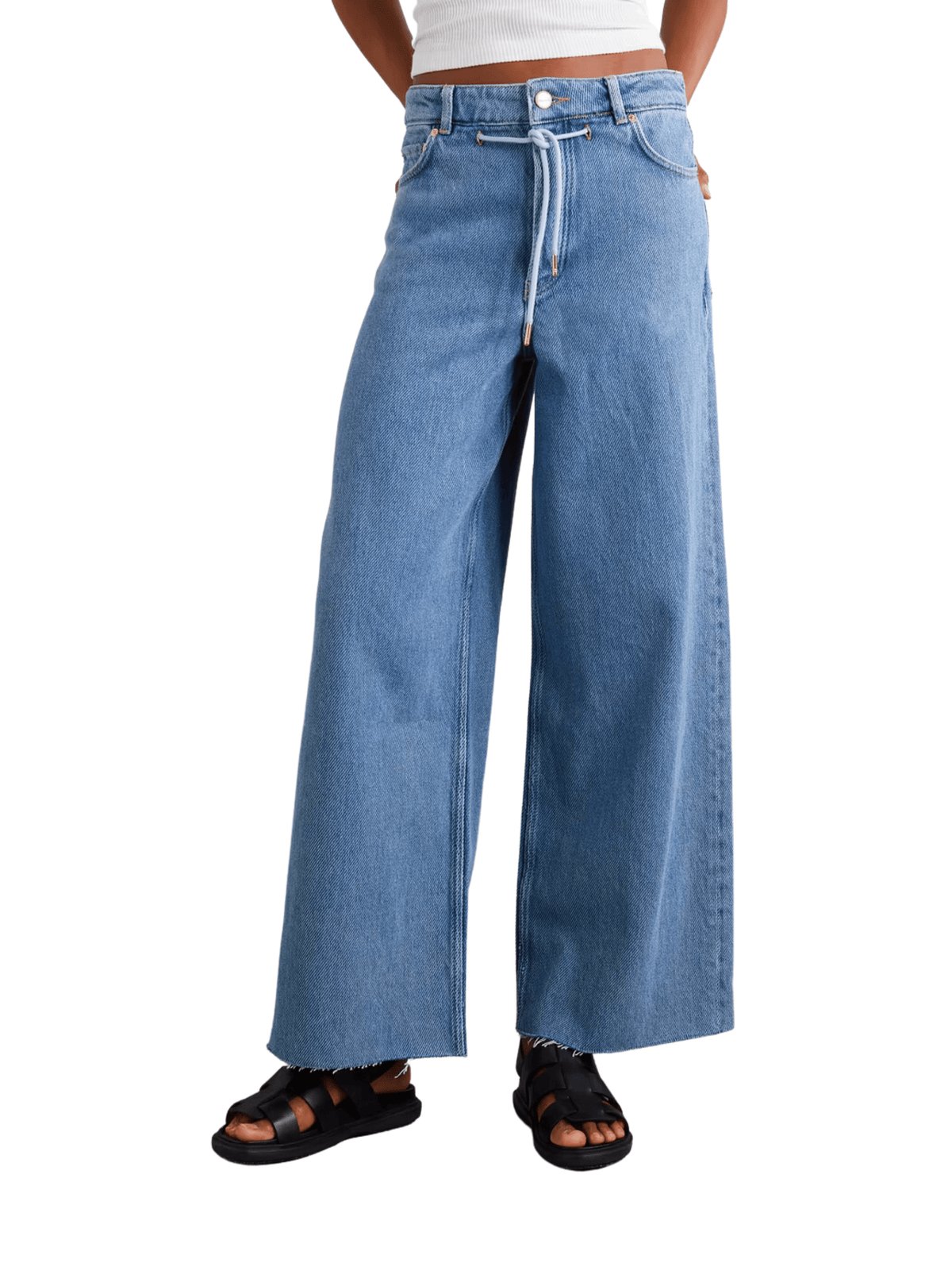 Heavy Denim Wide Drawstring Jeans / Light Blue Stone Womens GANNI 