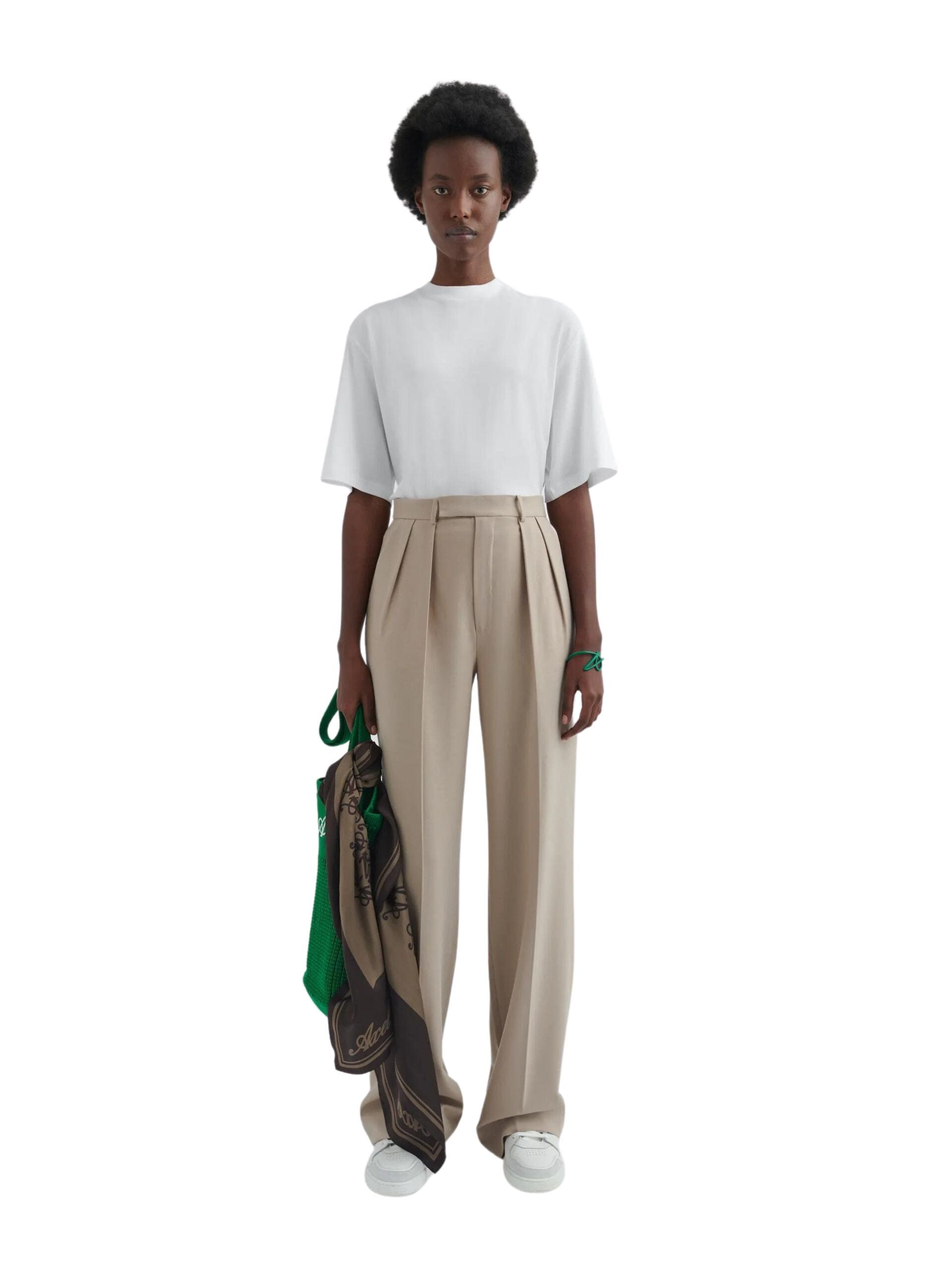 Jackie Pleat Trouser / Beige Womens Axel Arigato 