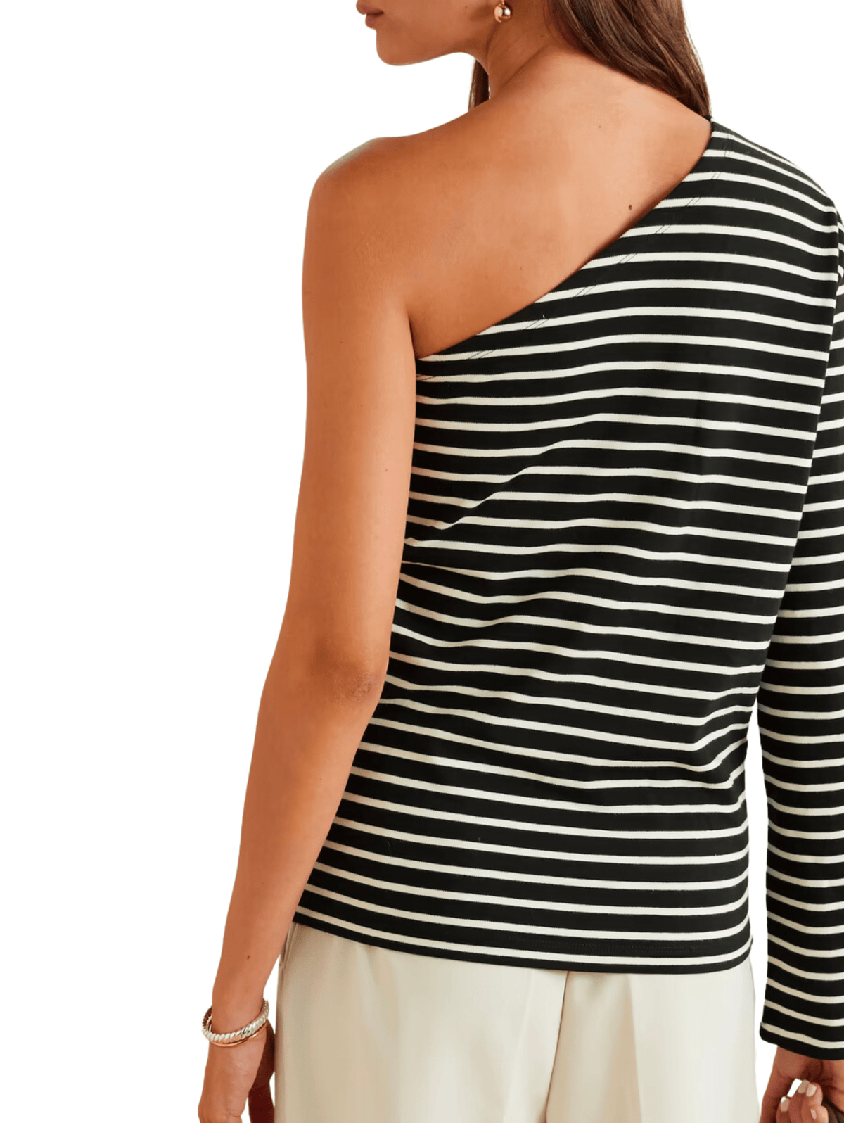 Jean One Shoulder Top / White Stripe Womens Frankie Shop 