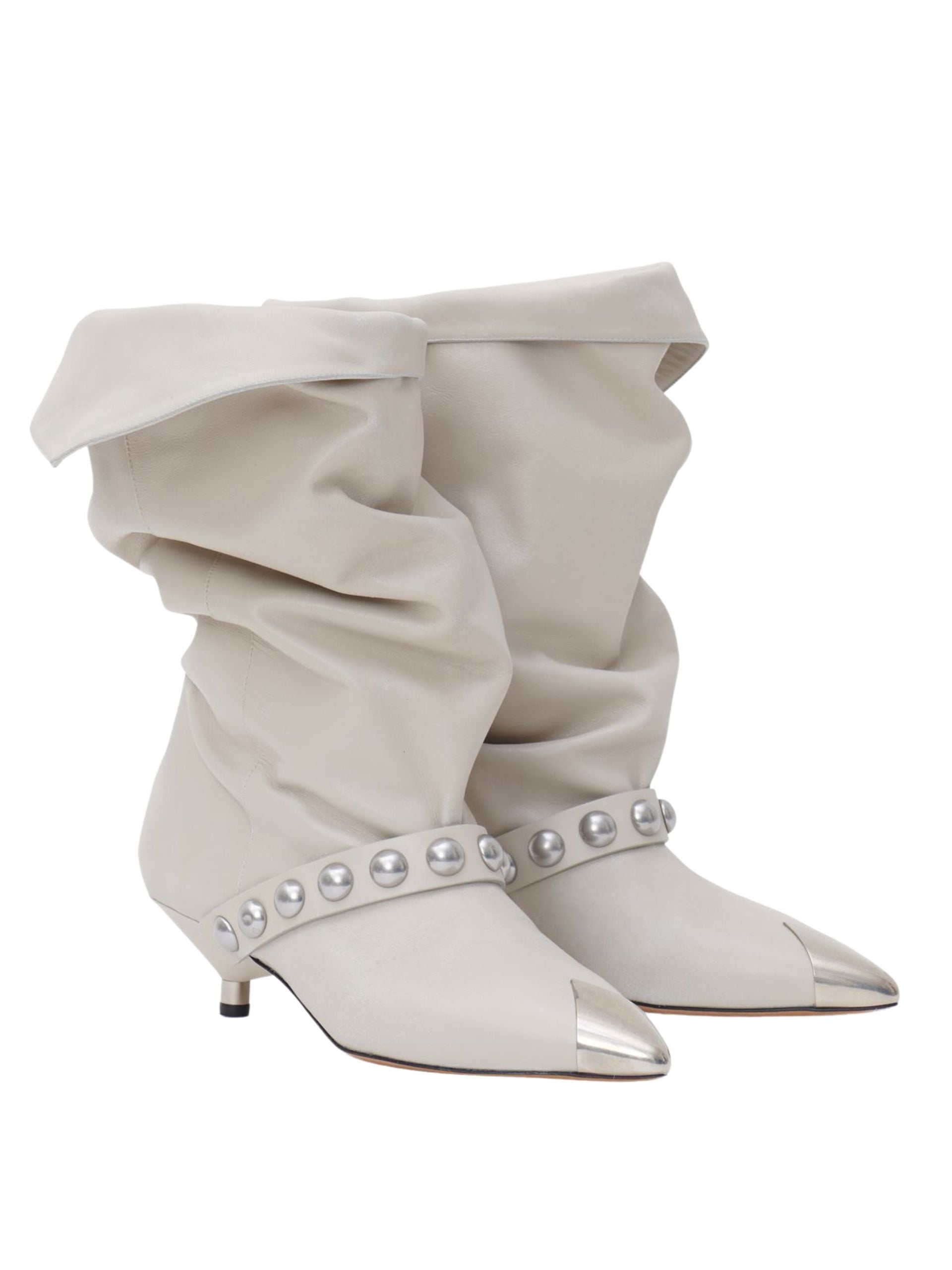 ISABEL MARANT Donatee Leather Ankle Boots in White