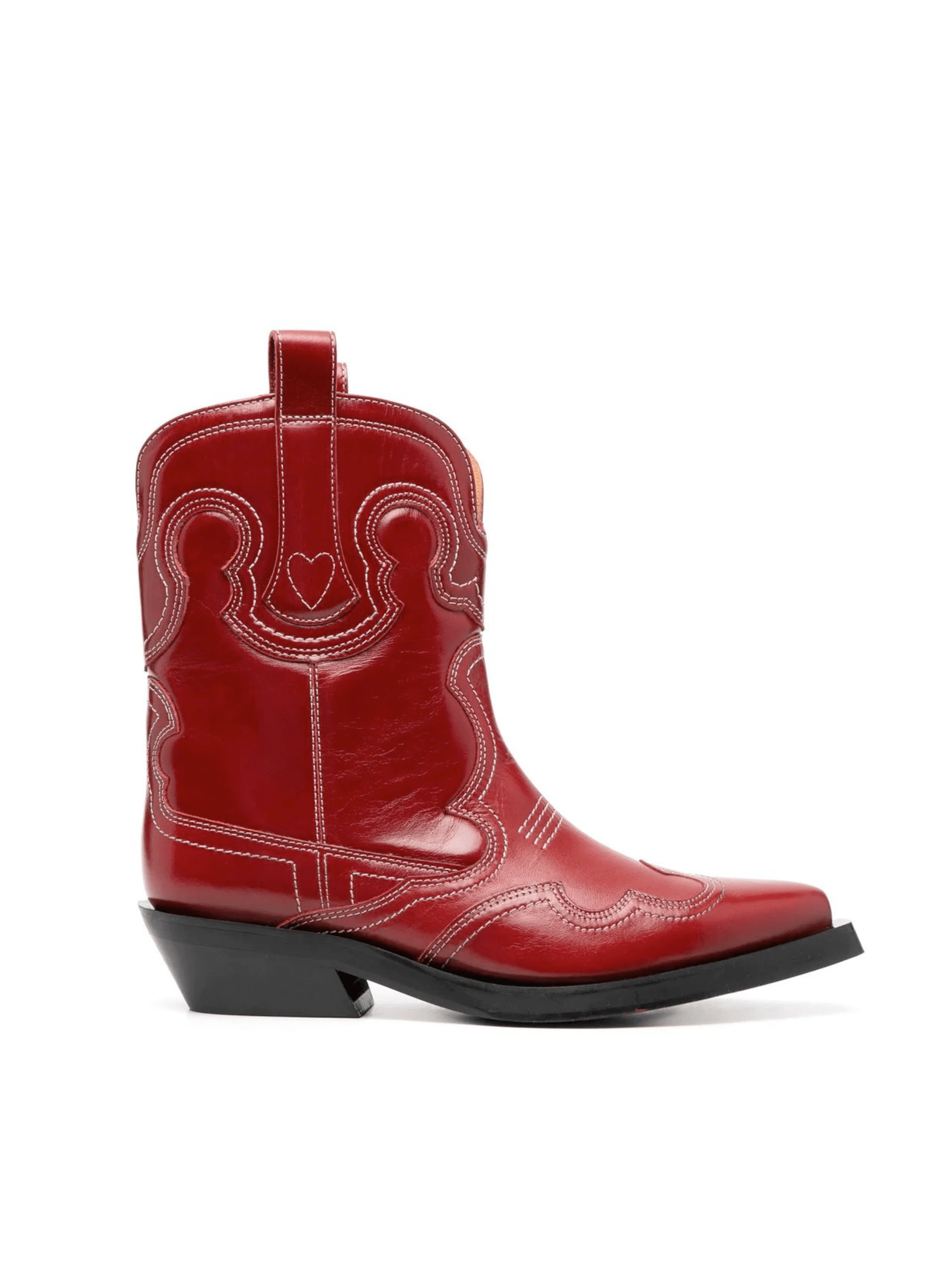 Low Shaft Embroidered Western Boot / Barbados Cherry Womens GANNI 
