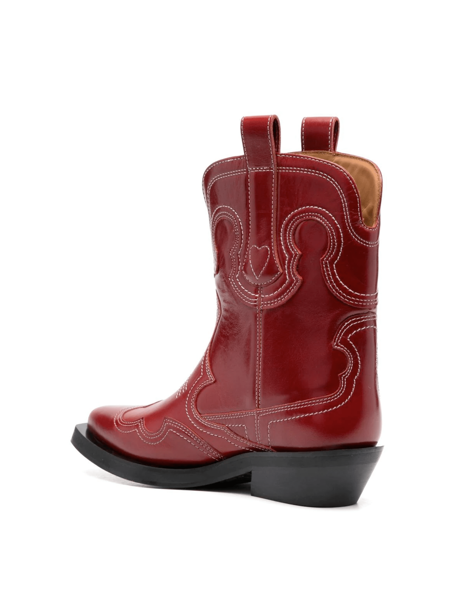 Low Shaft Embroidered Western Boot / Barbados Cherry Womens GANNI 