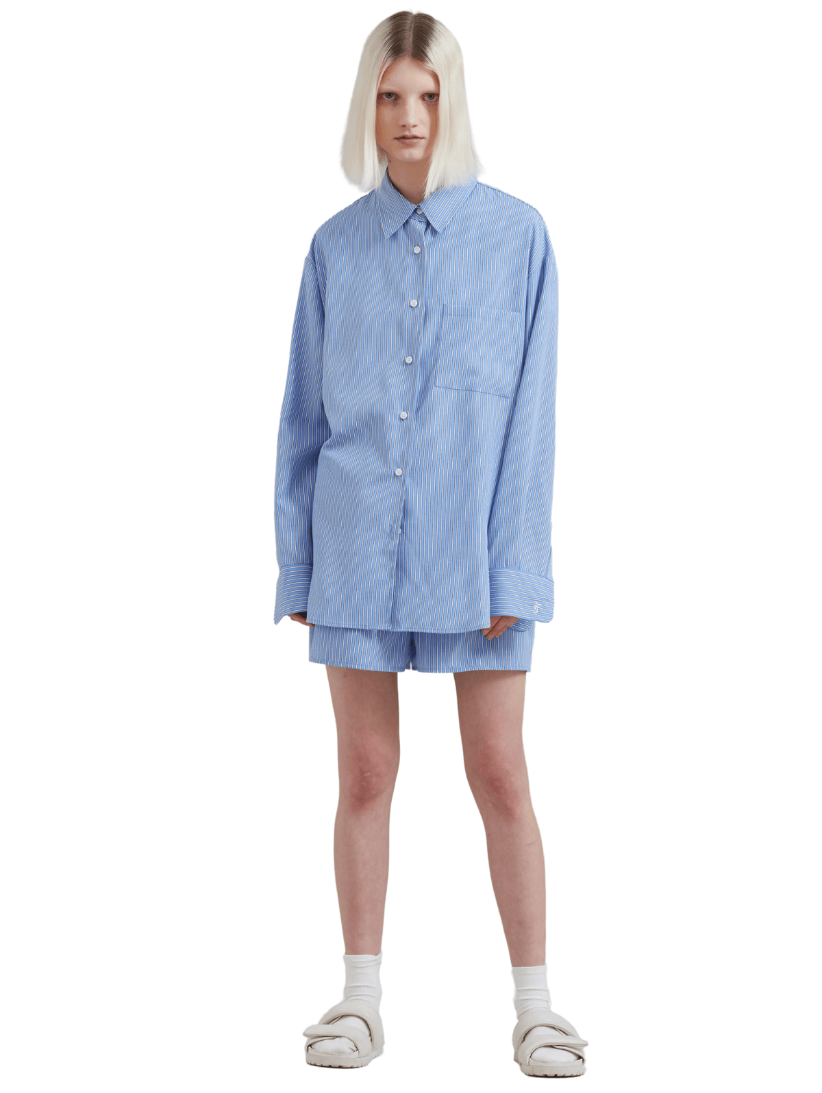 Lui Oxford Shirt / Light Blue &amp; Black Stripe Womens Frankie Shop 