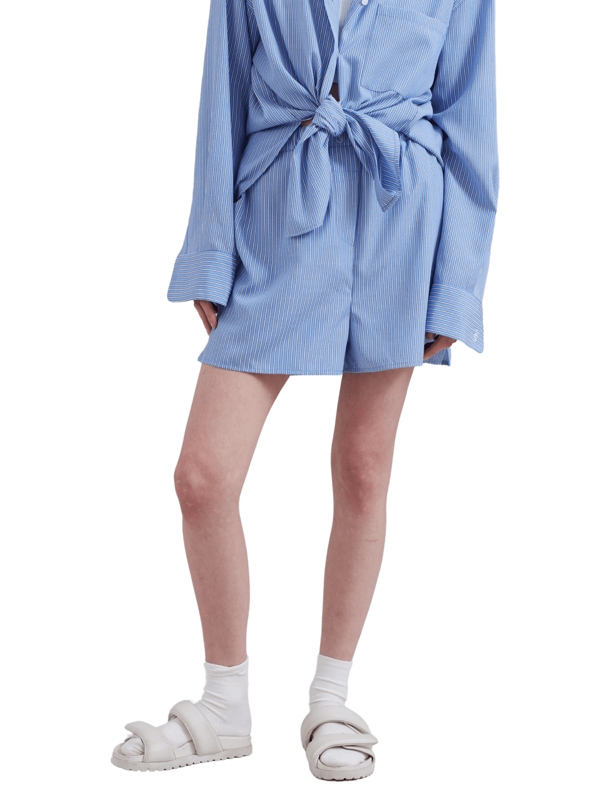 Lui Oxford Shorts / Light Blue &amp; Black Stripe Womens Frankie Shop 