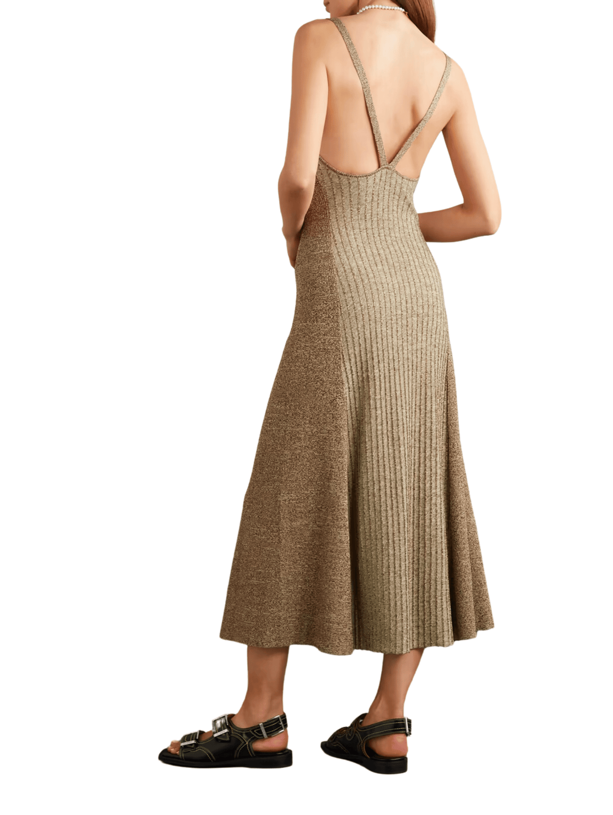 Melange Knit Maxi Dress / Brandy Brown Womens GANNI 