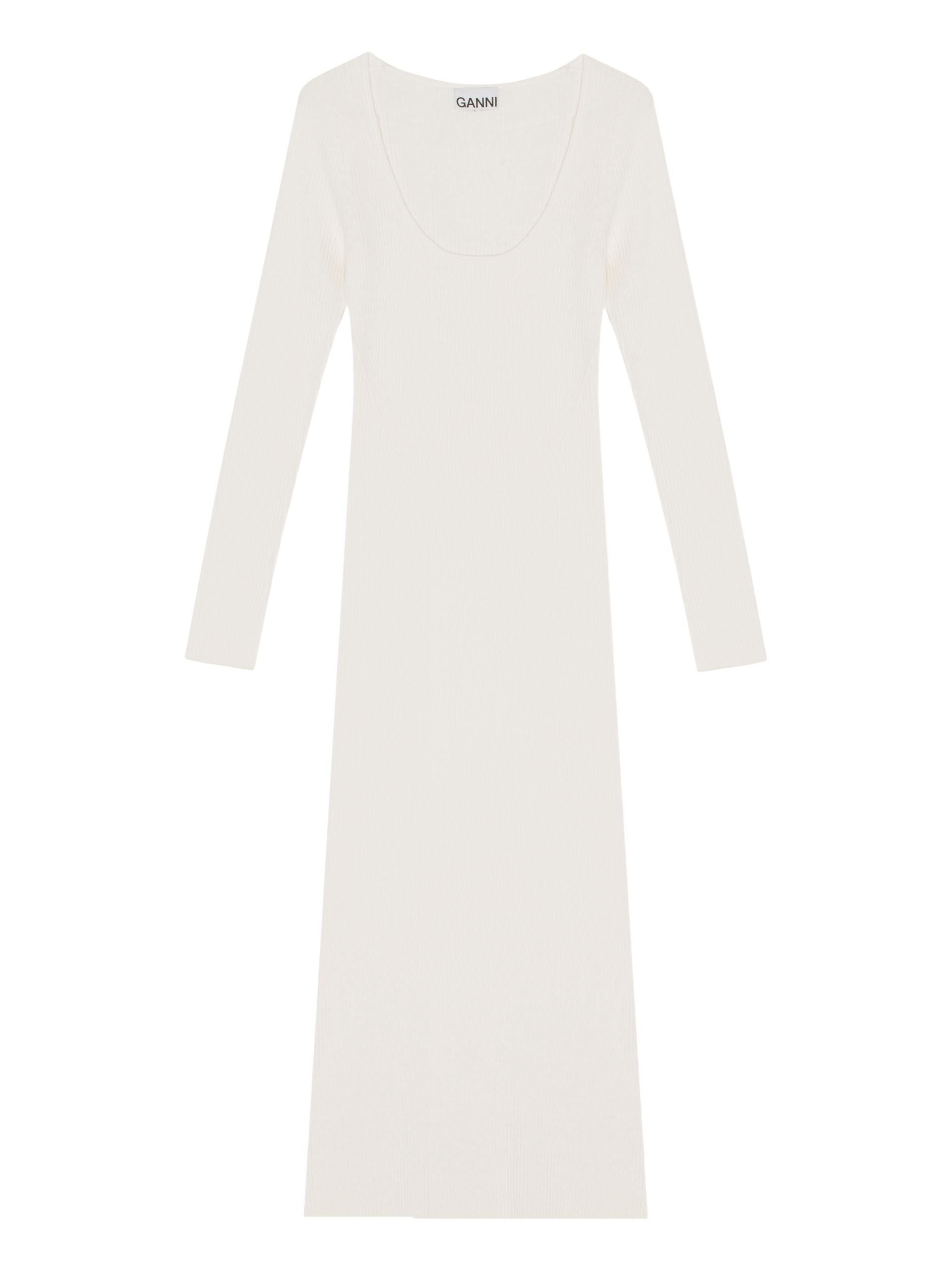 Melange Knit Slim Dress / Egret Womens GANNI 