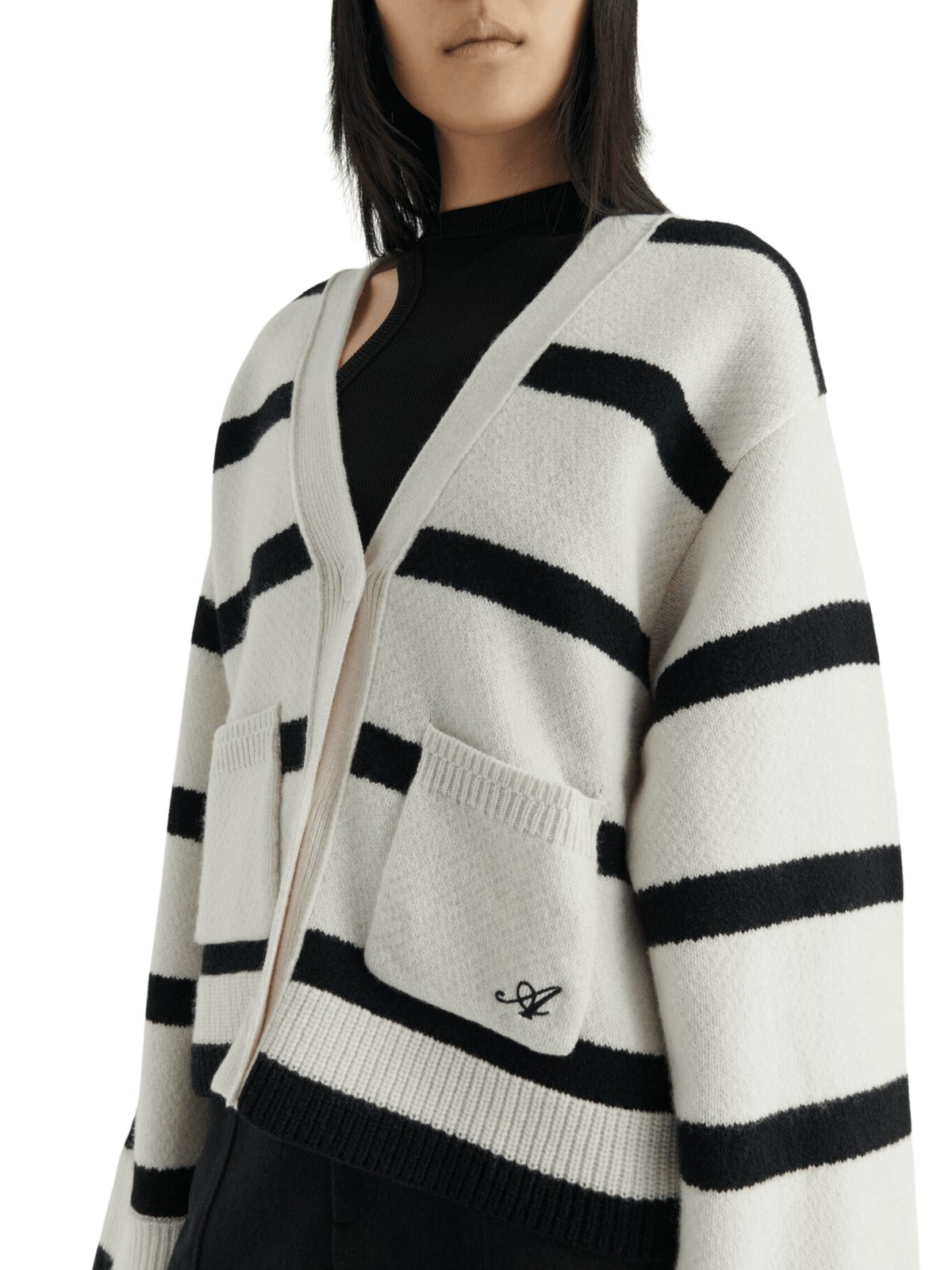 Memory Relaxed Cardigan / Ecru &amp; Black Womens Axel Arigato 