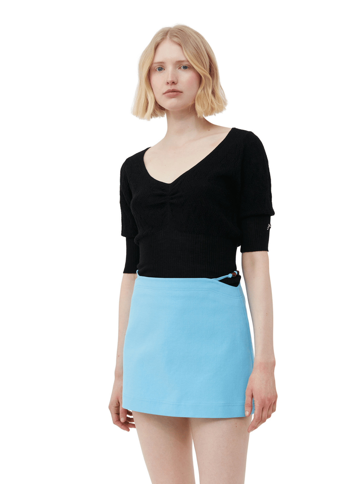 Merino Lace O-Neck / Black Womens GANNI 