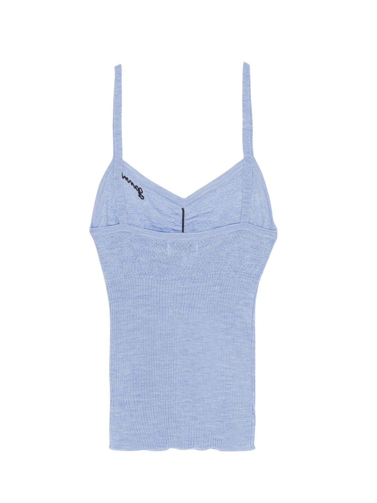 Merino Lace Strap Top / Ice Water Womens GANNI 