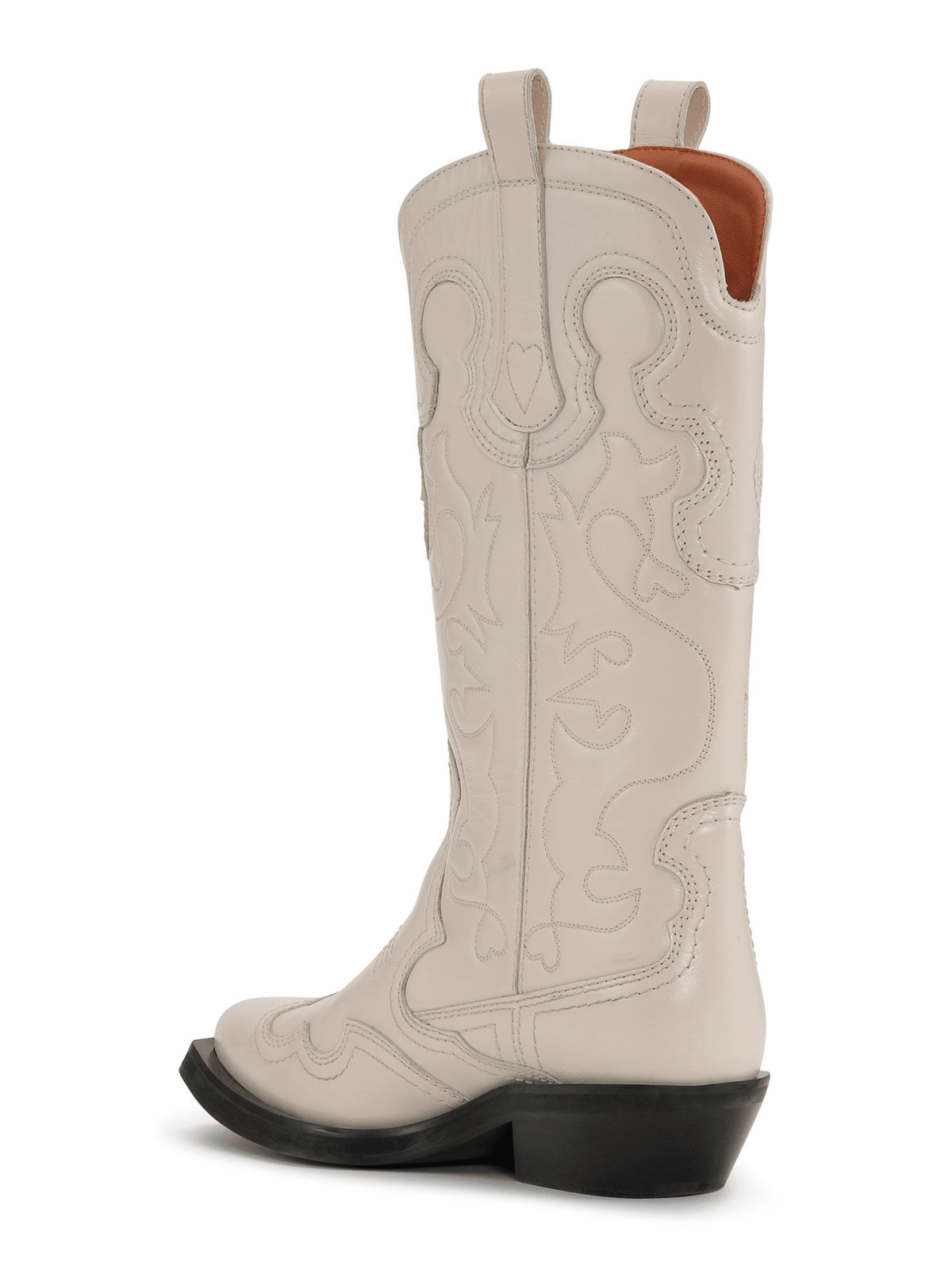 Mid Shaft Embroidered Western Boot / Egret Womens GANNI 
