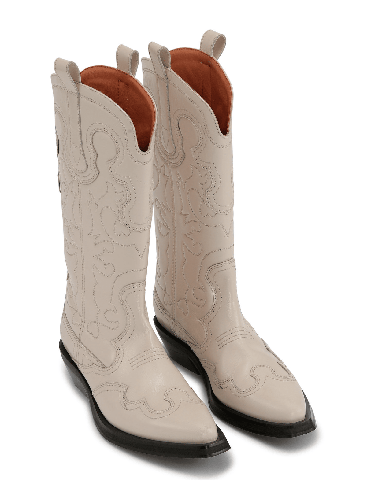 Mid Shaft Embroidered Western Boot / Egret Womens GANNI 