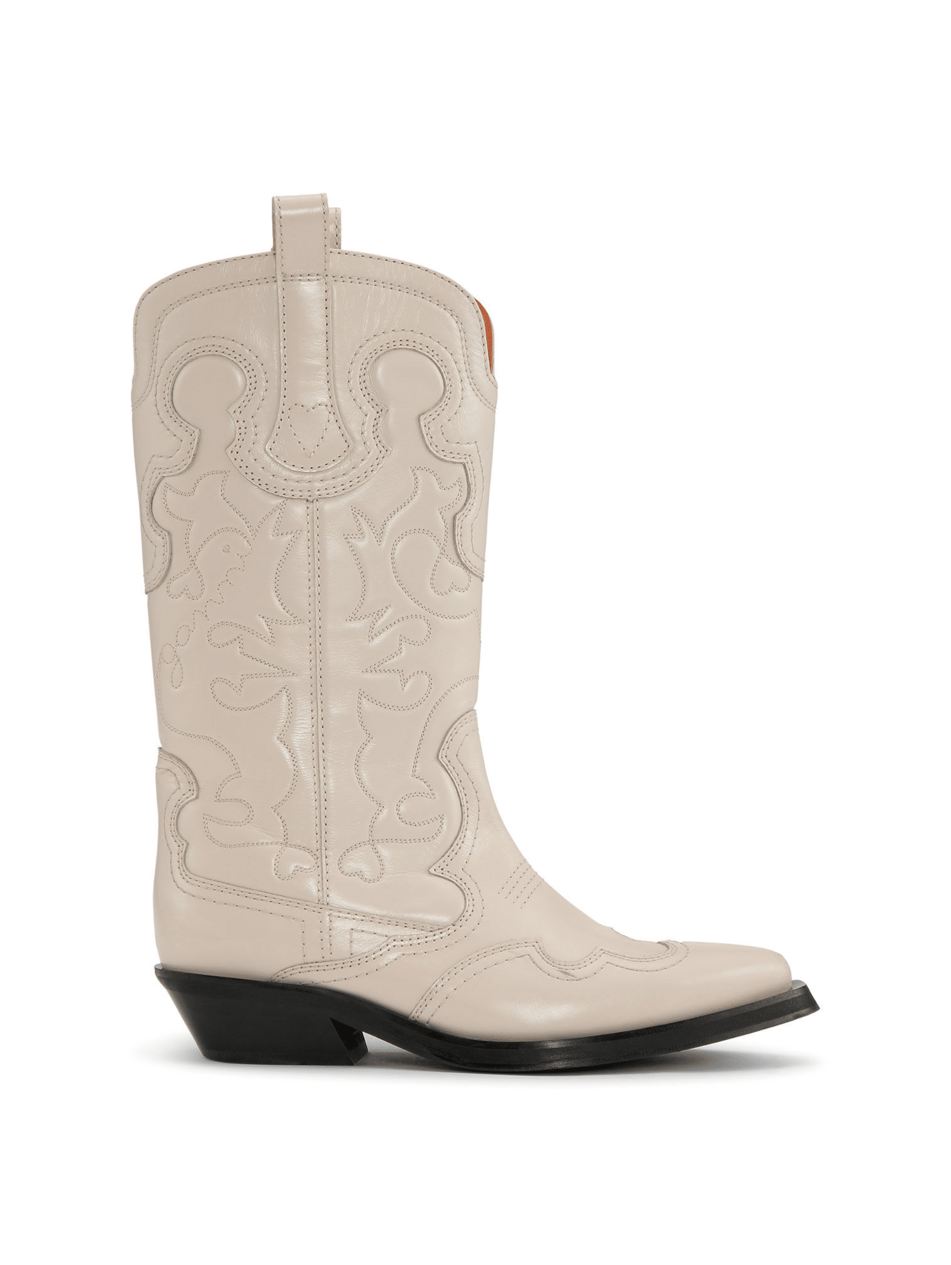 Mid Shaft Embroidered Western Boot Egret Seletti Concept Store