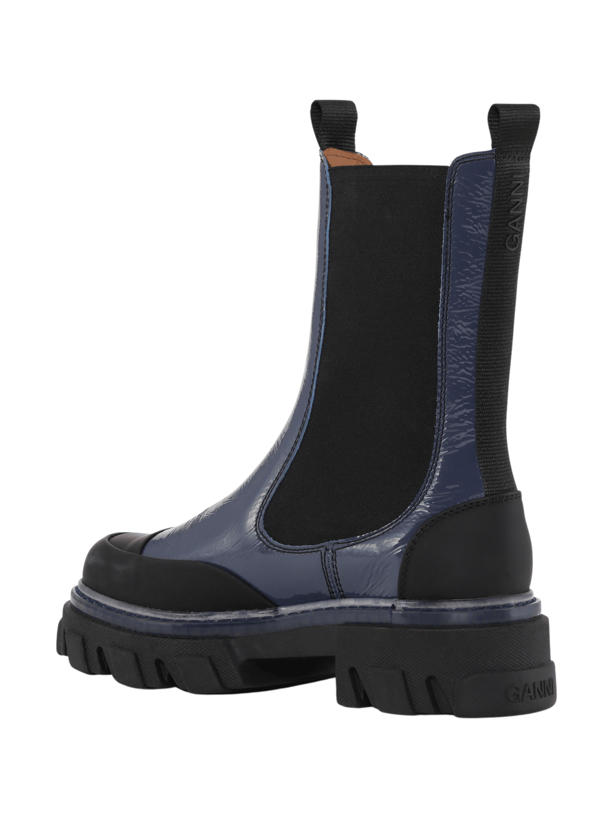 Naplack Cleated Mid Chelsea Boot / Navy Womens GANNI 