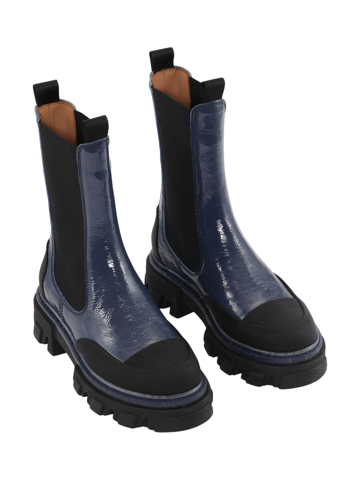 Naplack Cleated Mid Chelsea Boot / Navy Womens GANNI 