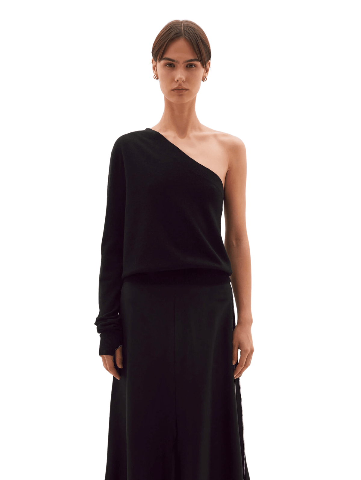 One Shoulder Knit / Black Womens Bassike 