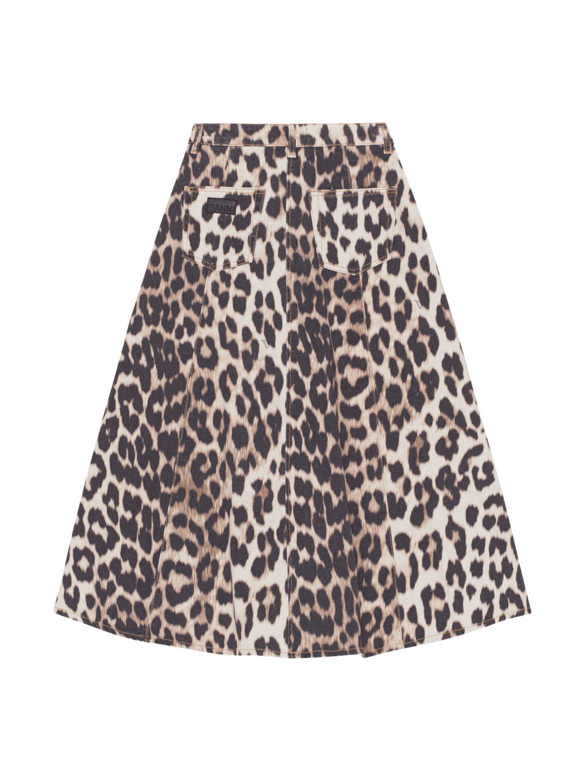 Print Denim High Waist A-line Skirt / Leopard Womens GANNI 