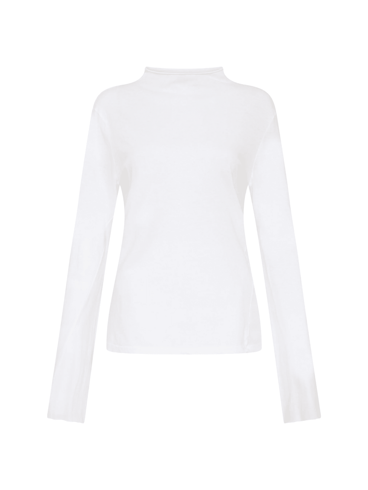 Regular Raised Neck Long Sleeve T-shirt / White Womens Bassike 