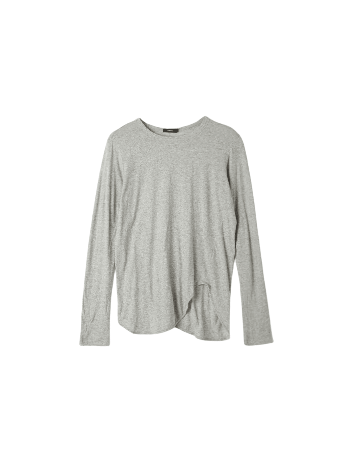 Regular Scoop Hem Long Sleeve T-Shirt / Grey Marl Womens Bassike 