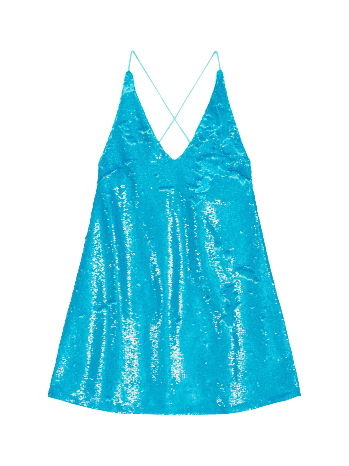 Sequins Strap Mini Dress / Blue Curacao Womens GANNI 