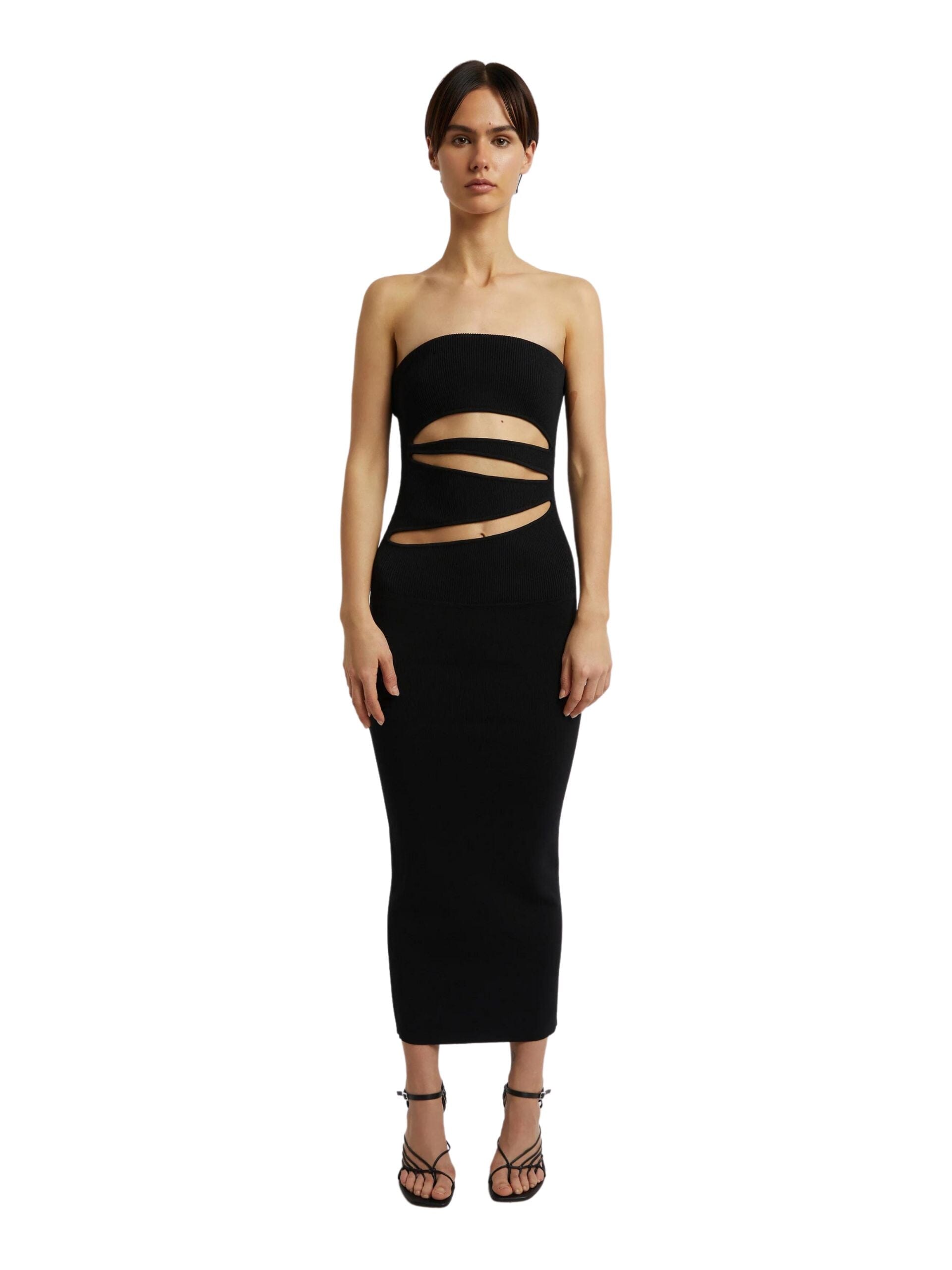 Slashed Knit Strapless Dress / Black Seletti Concept Store