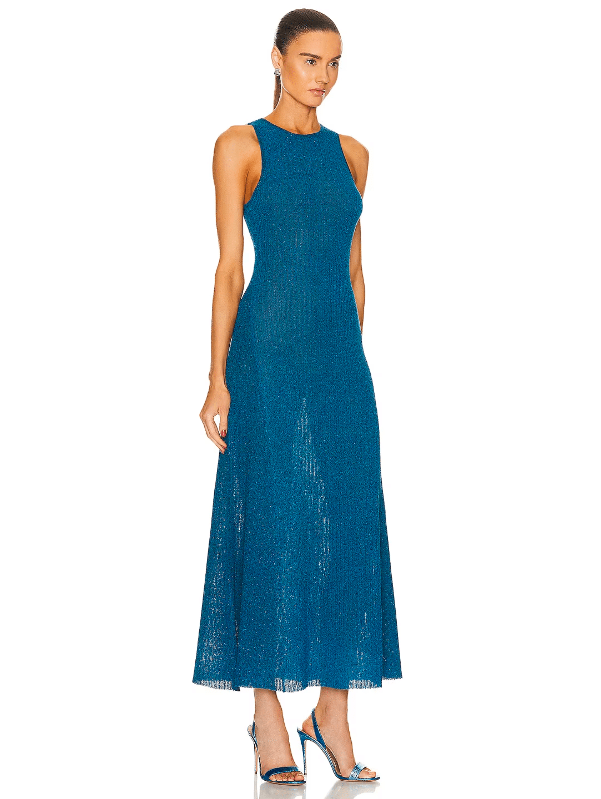 Sparkle Rib Open Back Dress Brilliant Blue Seletti Concept Store