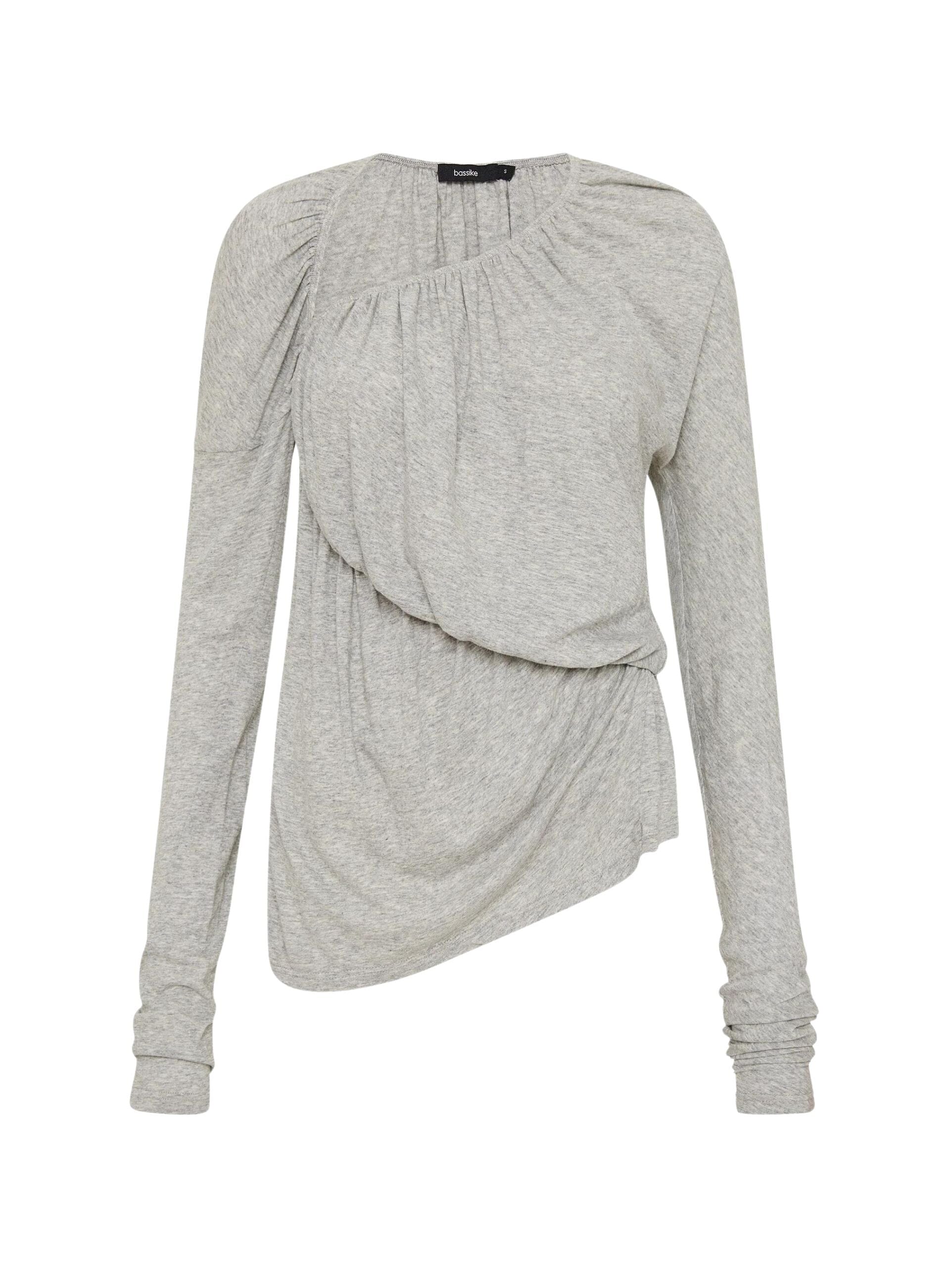 Superfine Jersey Ruched Top / Grey Marl Womens Bassike 