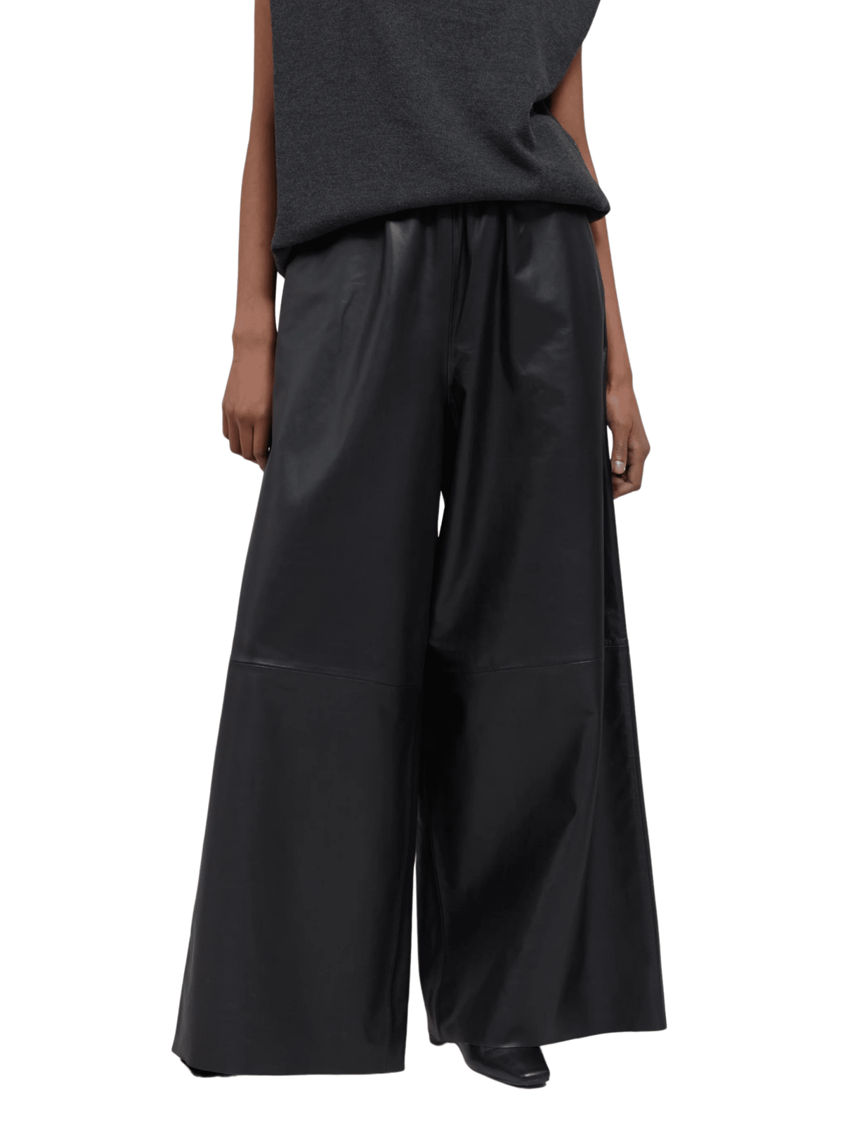 Sydney Wide Leather Pants / Black Womens Frankie Shop 