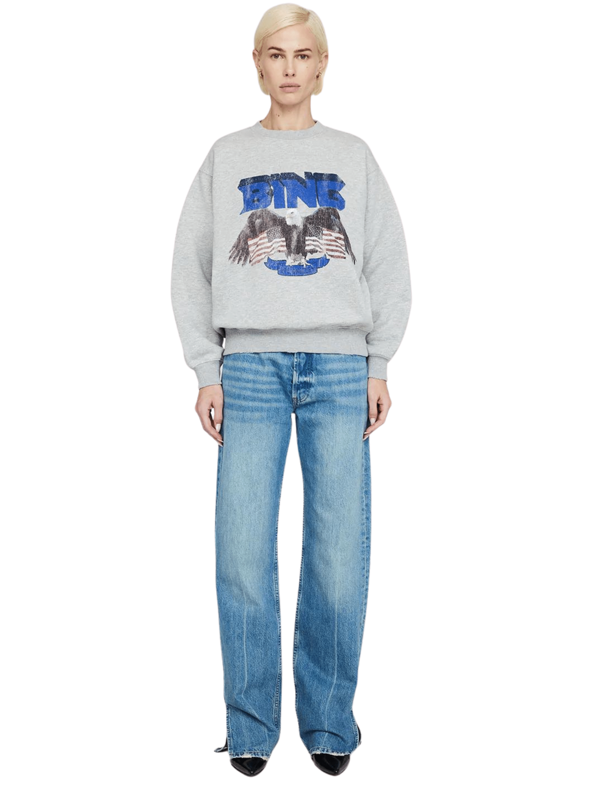 Vintage Bing Sweatshirt / Heather Grey with Blue Womens Anine Bing 