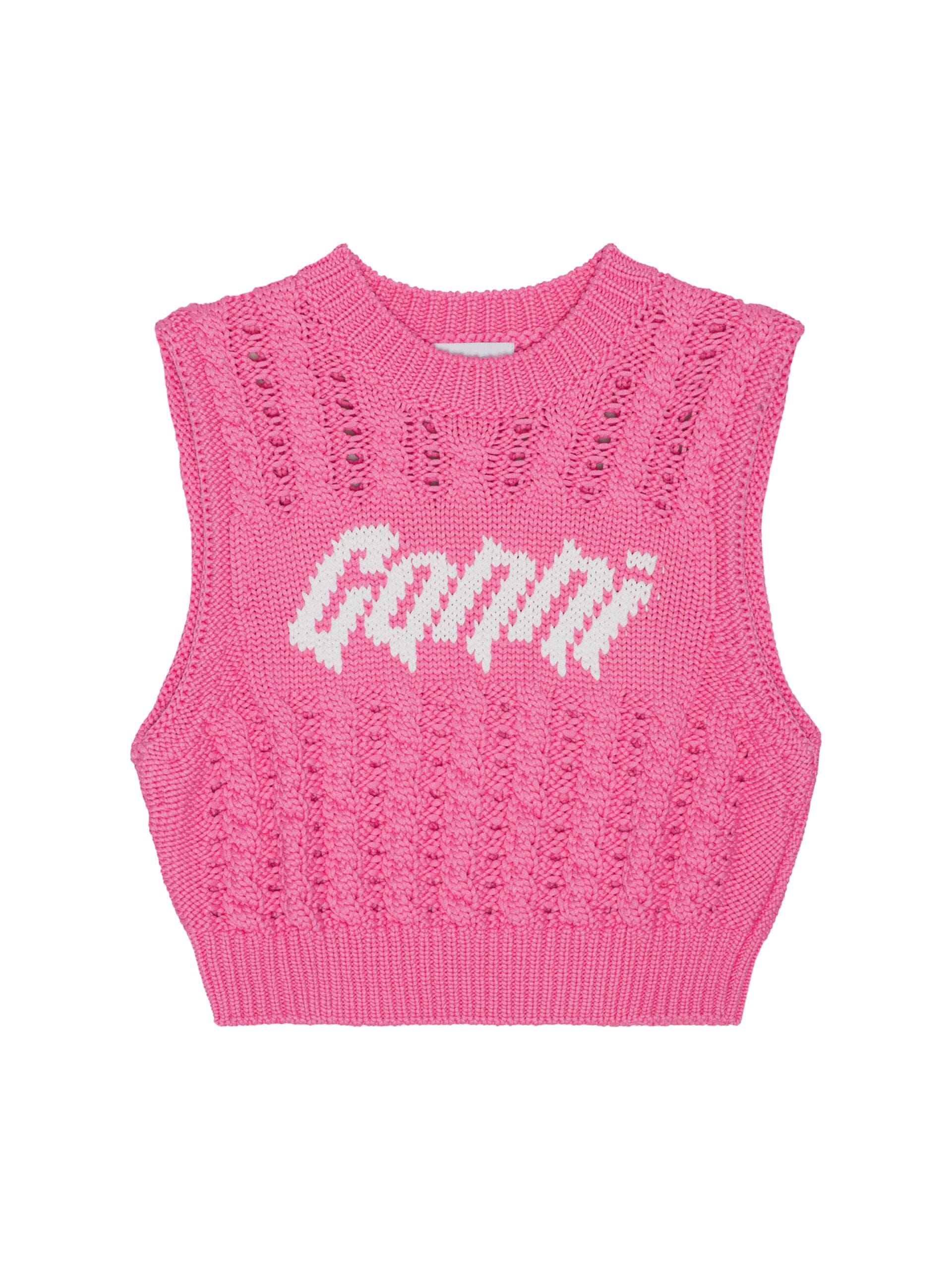Viscose Rope Cropped Vest / Bonbon Womens GANNI 
