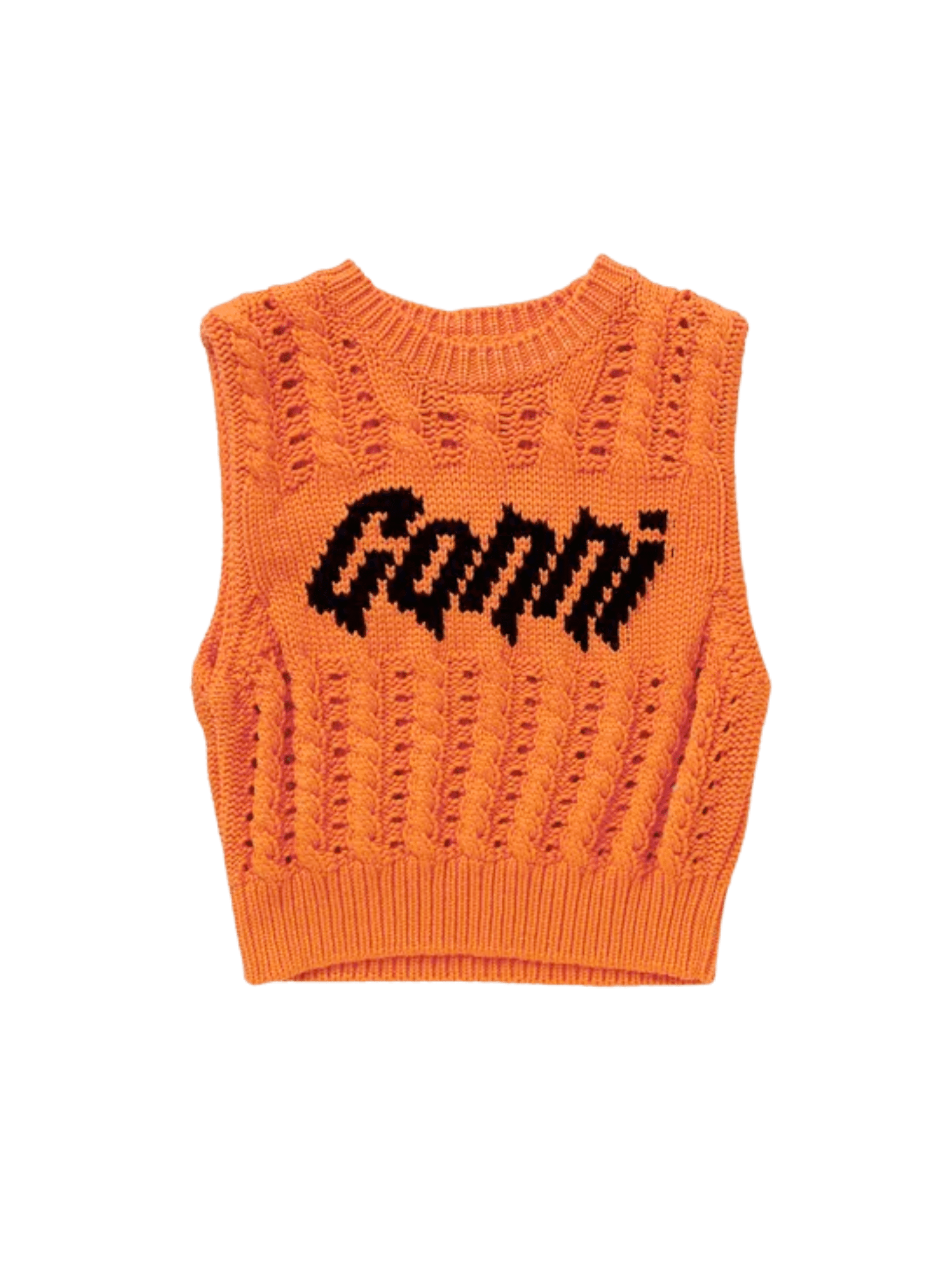 Viscose Rope Cropped Vest / Vibrant Orange Womens GANNI 