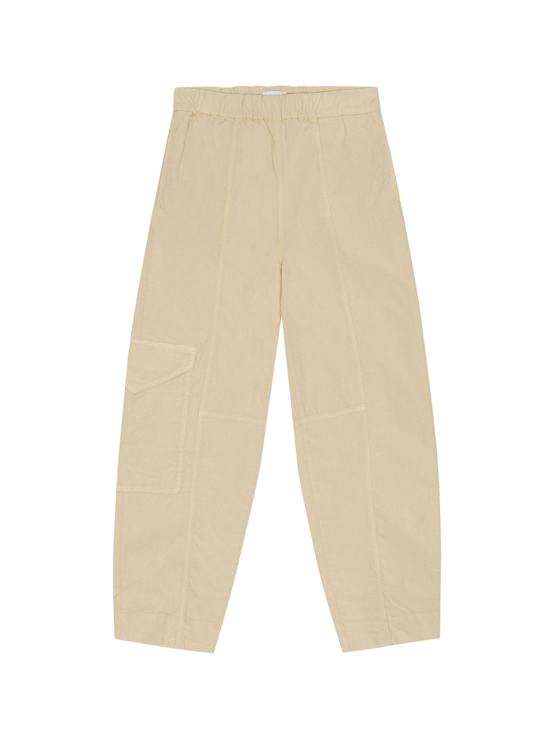 Washed Cotton Canvas Elasticated Curve Pant / Pale Khaki Womens GANNI 