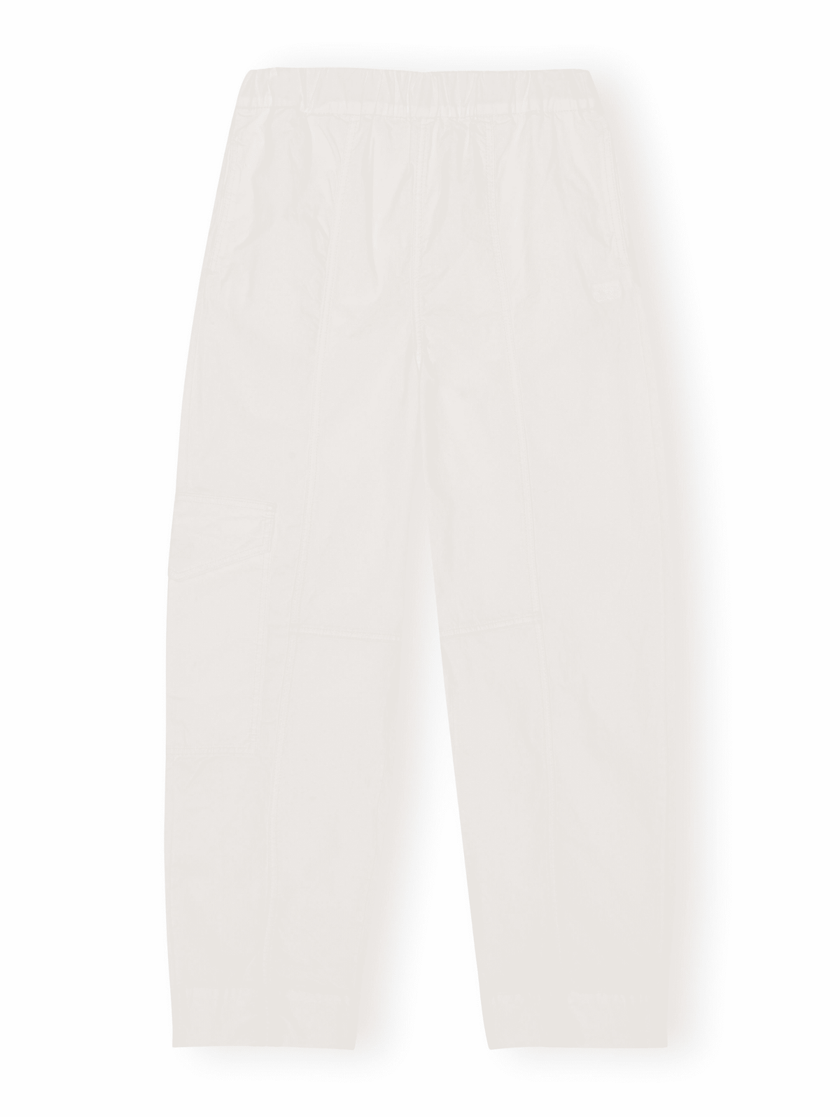 Washed Cotton Canvas Elasticated Curve Pants / Egret Womens GANNI 