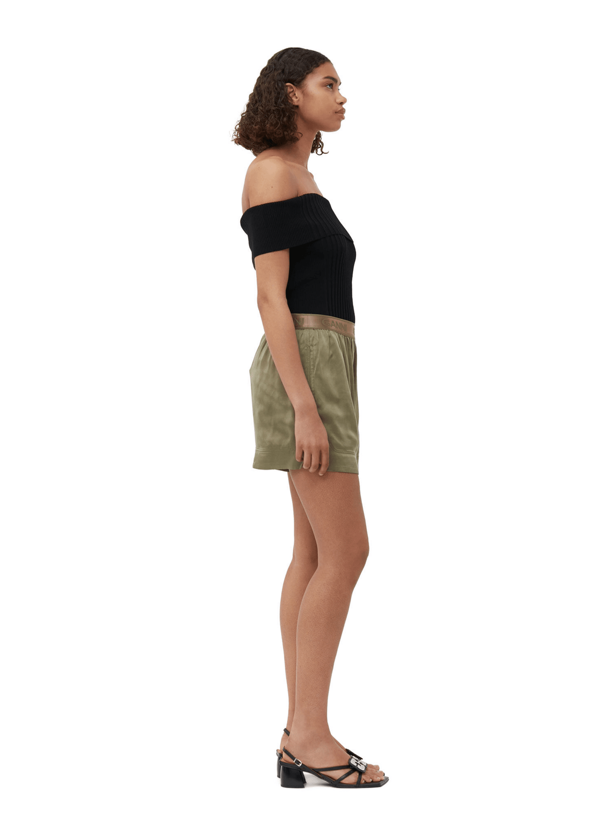 Washed Satin Shorts / Aloe Womens GANNI 