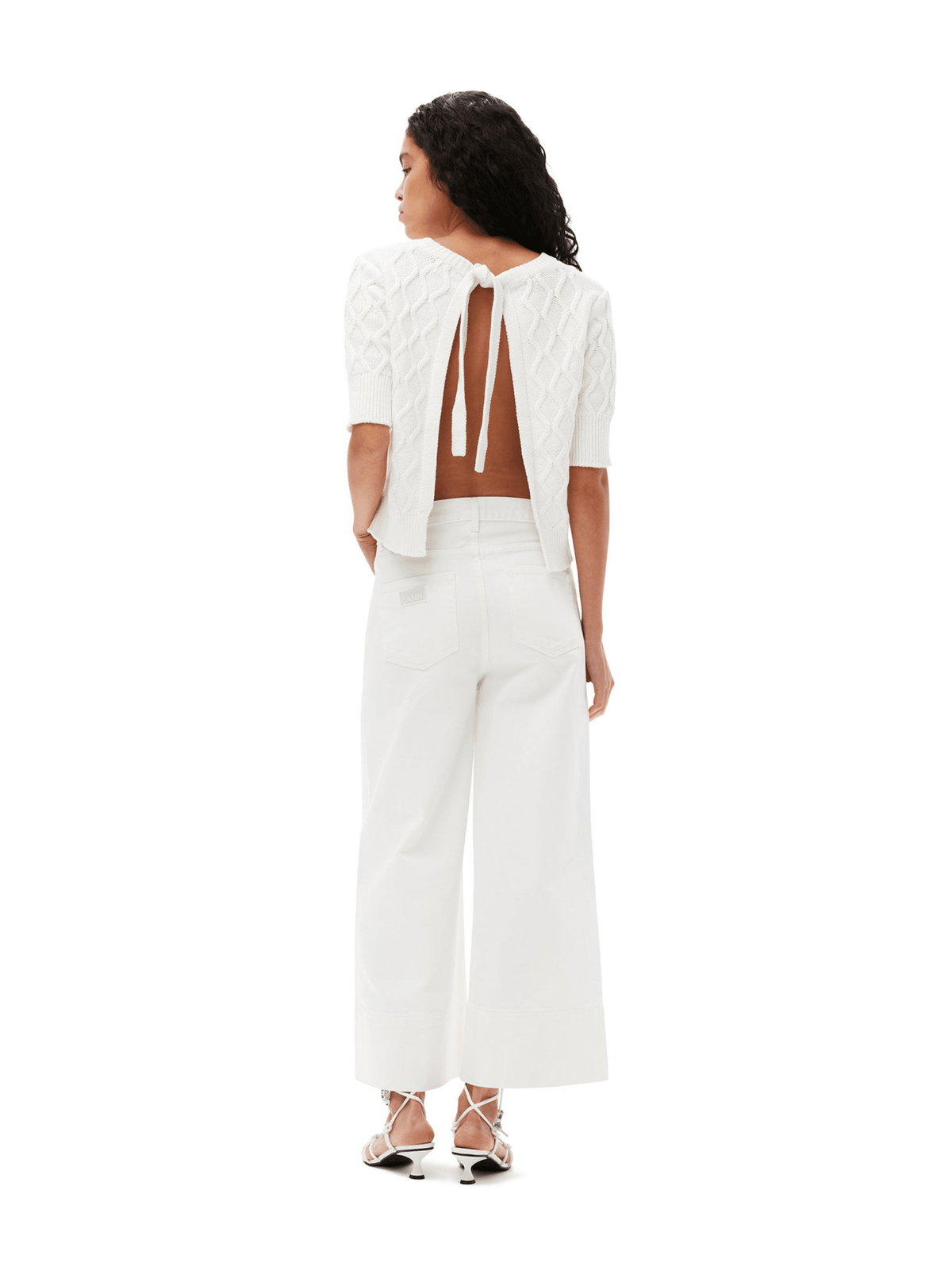 White Denim Cropped Jeans / Bright White Womens GANNI 