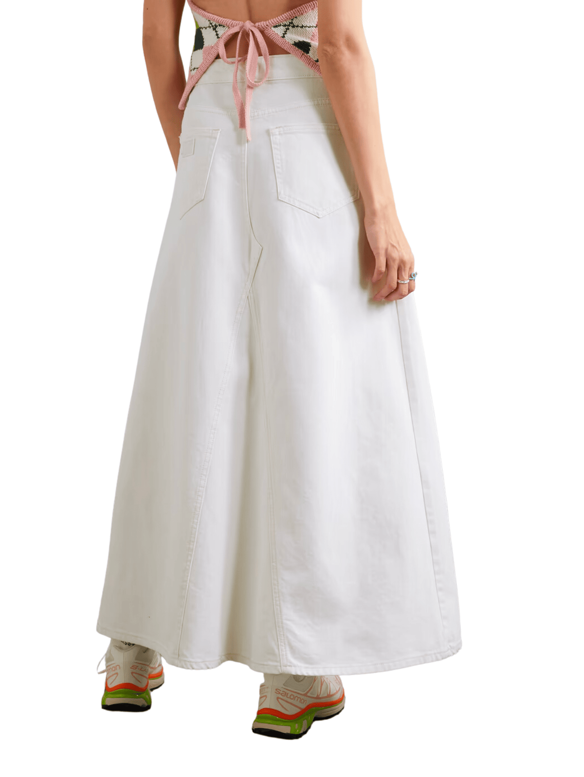 White Denim Double Fly Maxi Skirt / Bright White Womens GANNI 