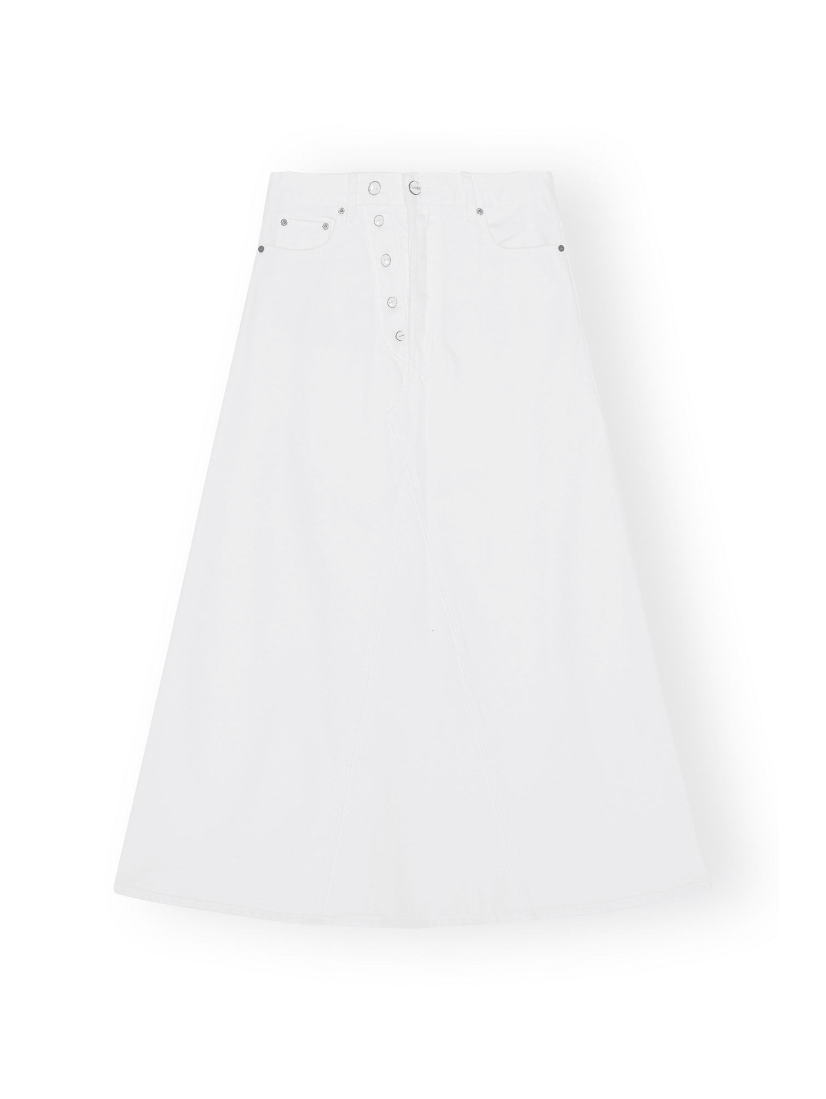 White Denim Double Fly Maxi Skirt / Bright White Womens GANNI 